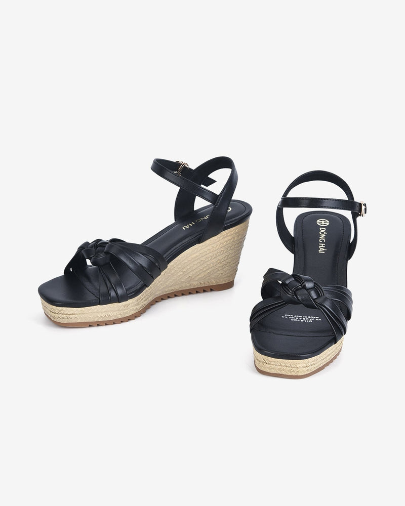 Giày Sandal Xuồng Đông Hải Đế Cói Quai Cách Điệu Hiện Đại-S81O6-Đen Color2