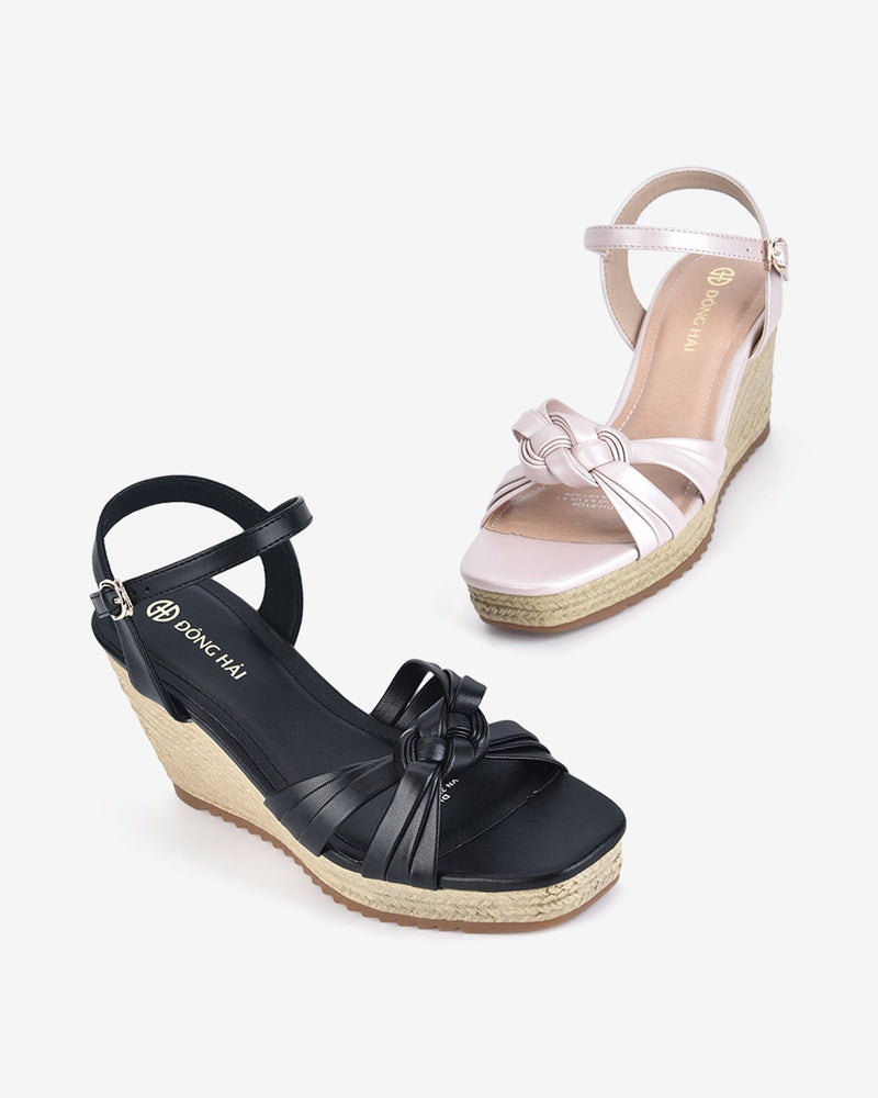Giày Sandal Xuồng Đông Hải Đế Cói Quai Cách Điệu Hiện Đại-S81O6-Đen Color2