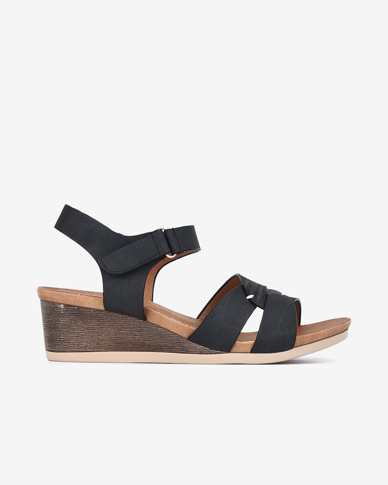 Giày Sandal Xuồng Zucia Quai Đôi Đan Chéo-SHLD2-Đen Color1First