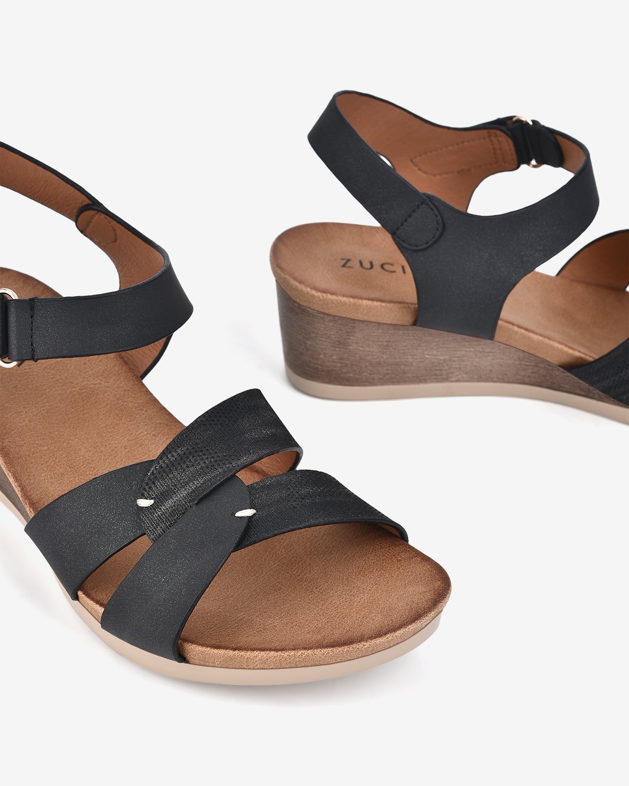 Giày Sandal Xuồng Zucia Quai Đôi Đan Chéo-SHLD2-Đen Color2