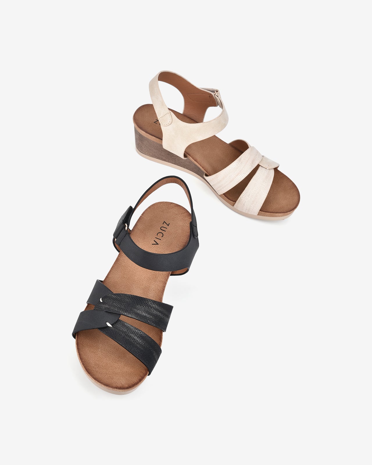 Giày Sandal Xuồng Zucia Quai Đôi Đan Chéo-SHLD2-Kem Color1