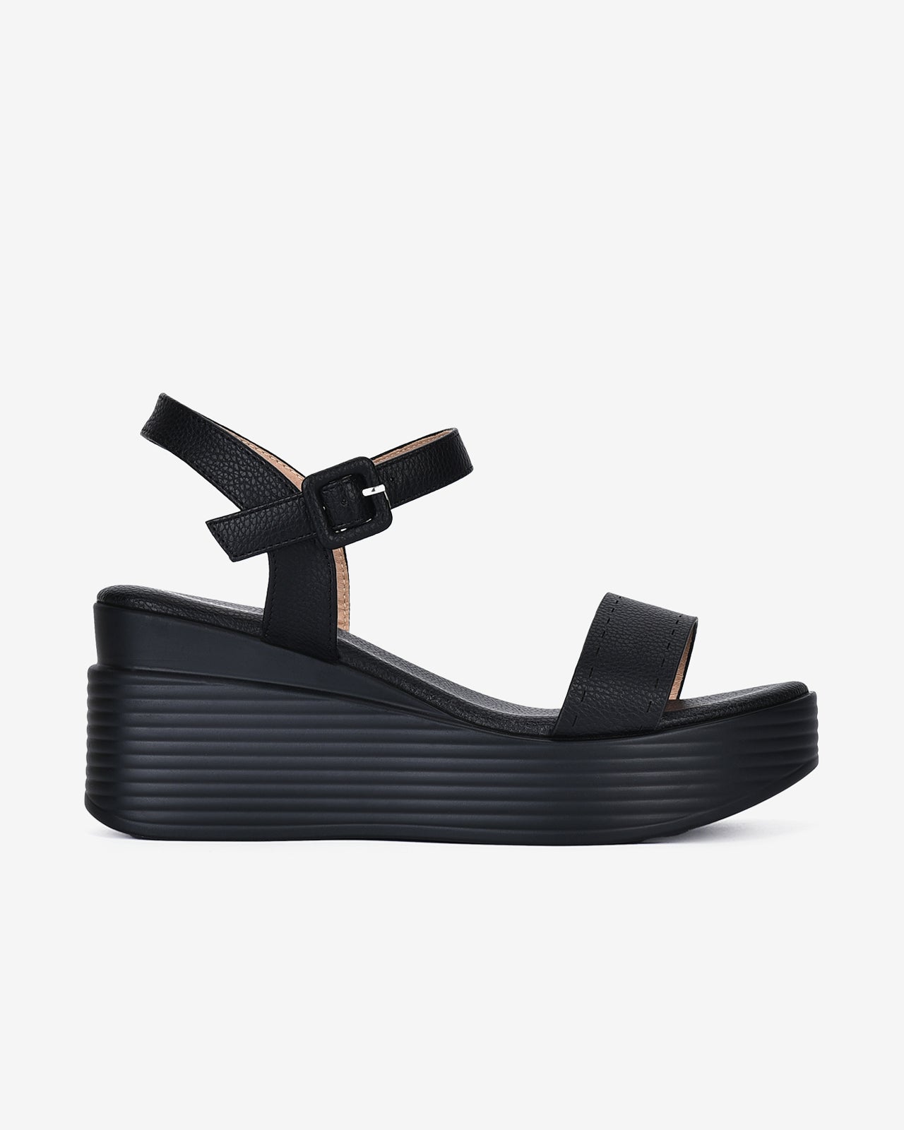 Giày Sandal Xuồng Zucia Đế Sọc Ngang-SHLF5-Đen Color1First