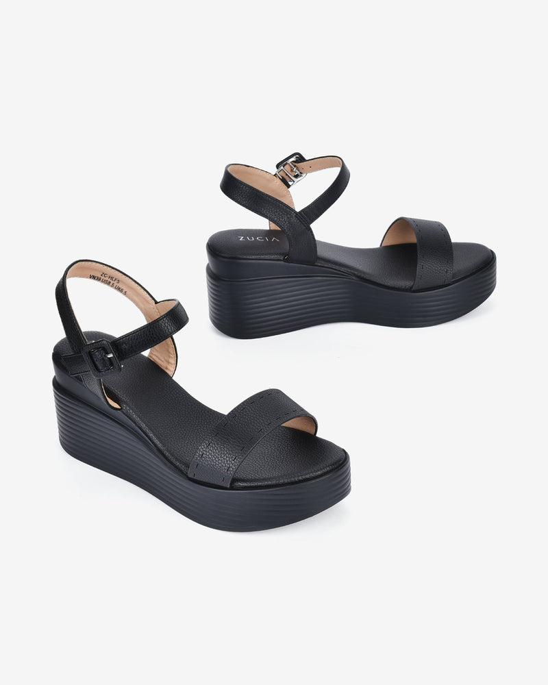 Giày Sandal Xuồng Zucia Đế Sọc Ngang-SHLF5-Đen Color1