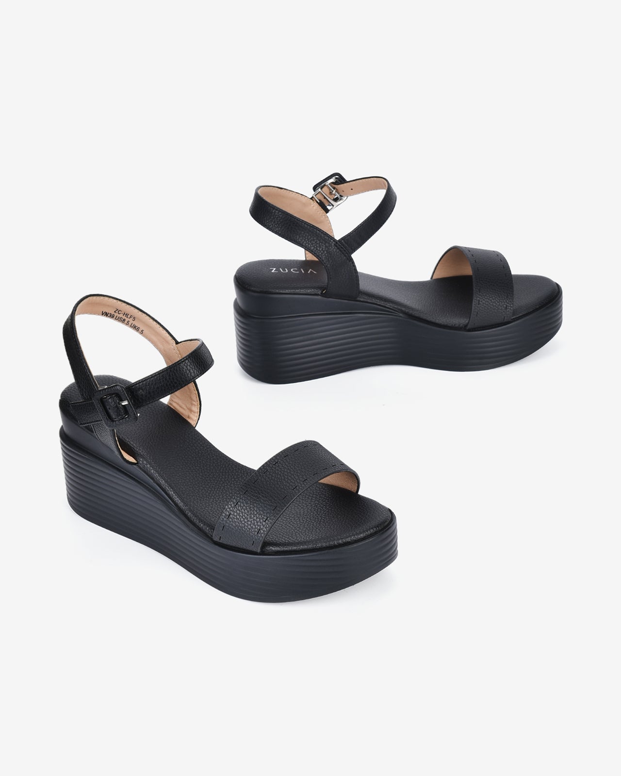 Giày Sandal Xuồng Zucia Đế Sọc Ngang-SHLF5-Đen Color2