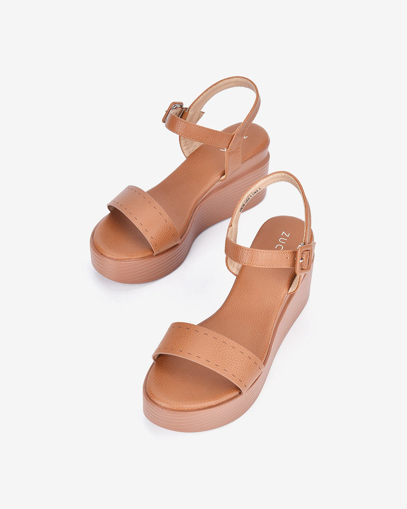 Giày Sandal Xuồng Zucia Đế Sọc Ngang-SHLF5-Nâu Color1