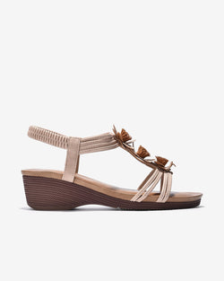 Giày Sandal Xuồng Zucia Quai T-Strap Phối Hoa-SHLG1-Hồng Color1First