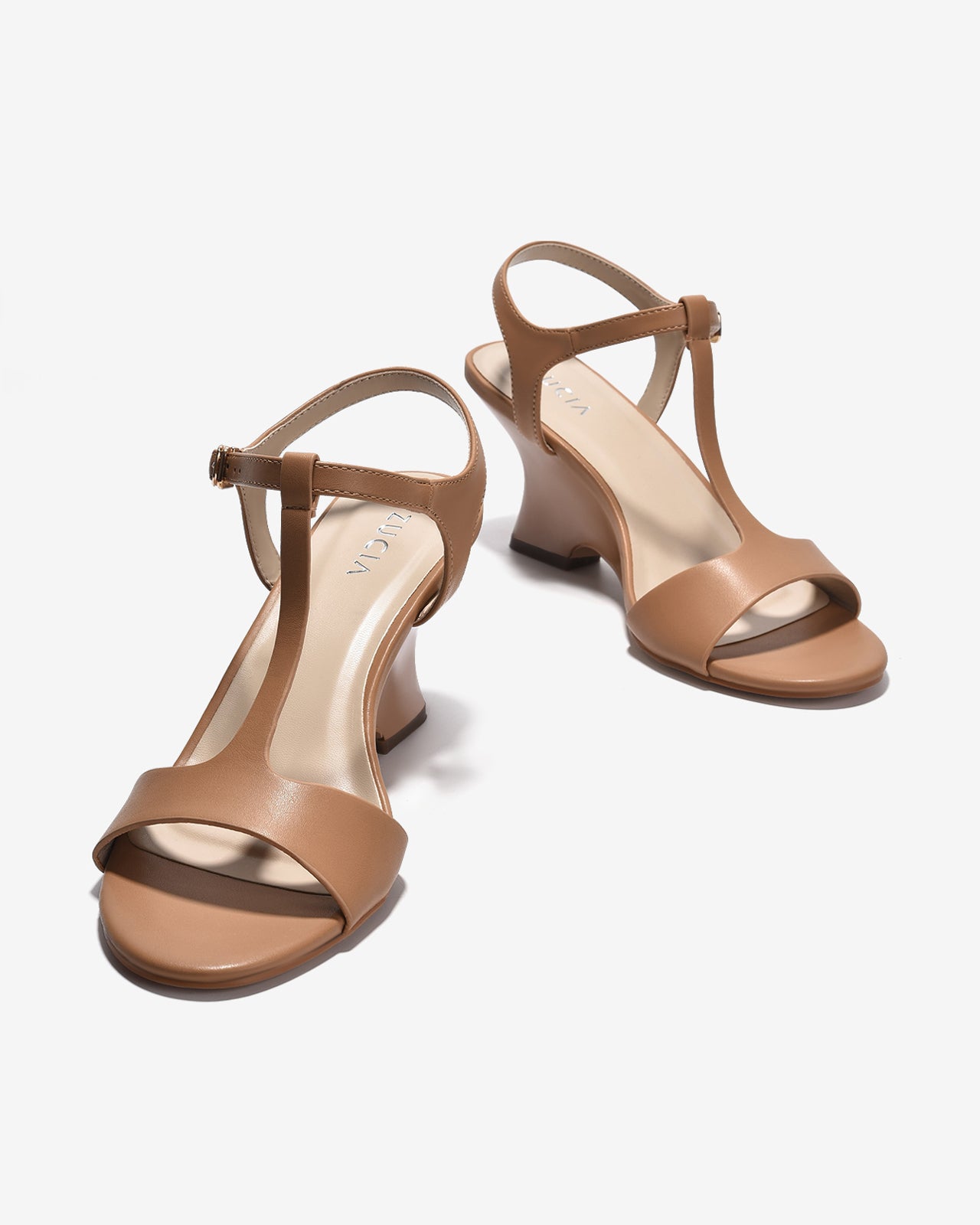 Giày Sandal Xuồng Zucia Đế Cách Điệu Quai T-Strap-SHLI2Cafe Color1