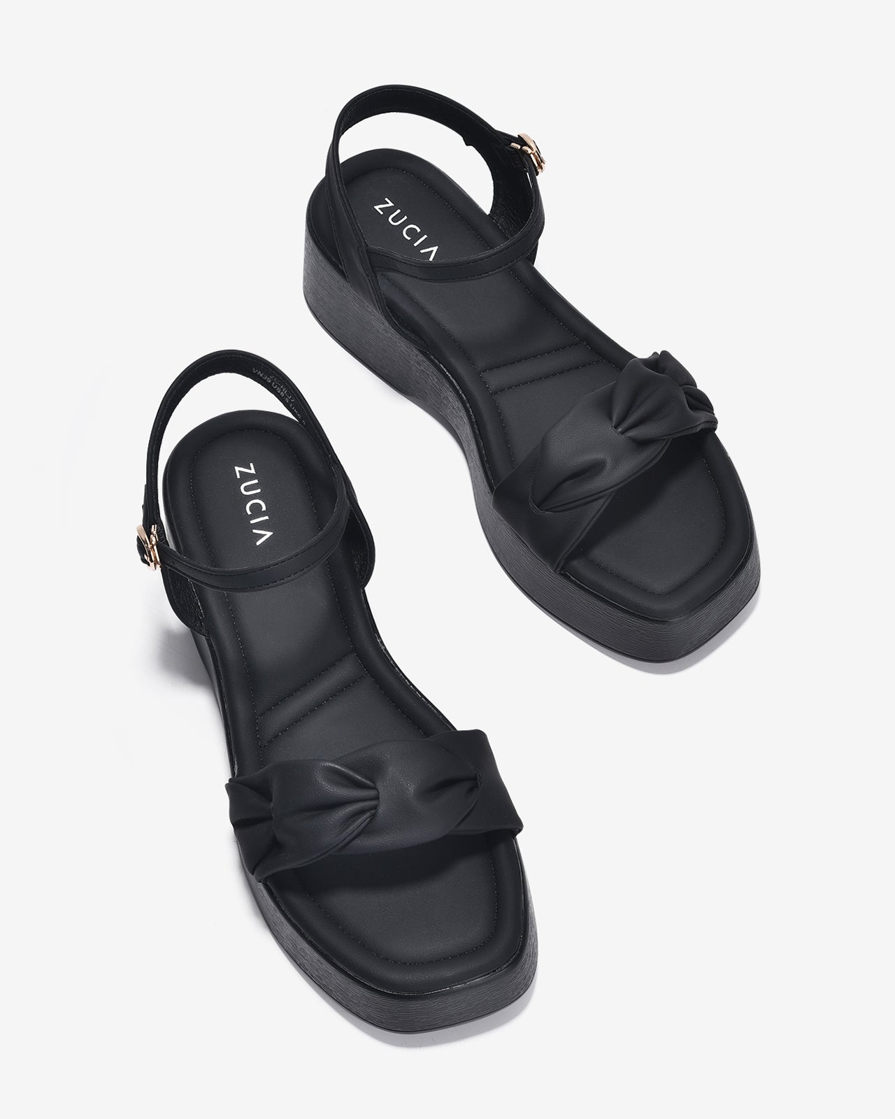 Giày Sandal Xuồng Zucia Quai Ngang Đan Xoắn-SHLJ7Đen Color1