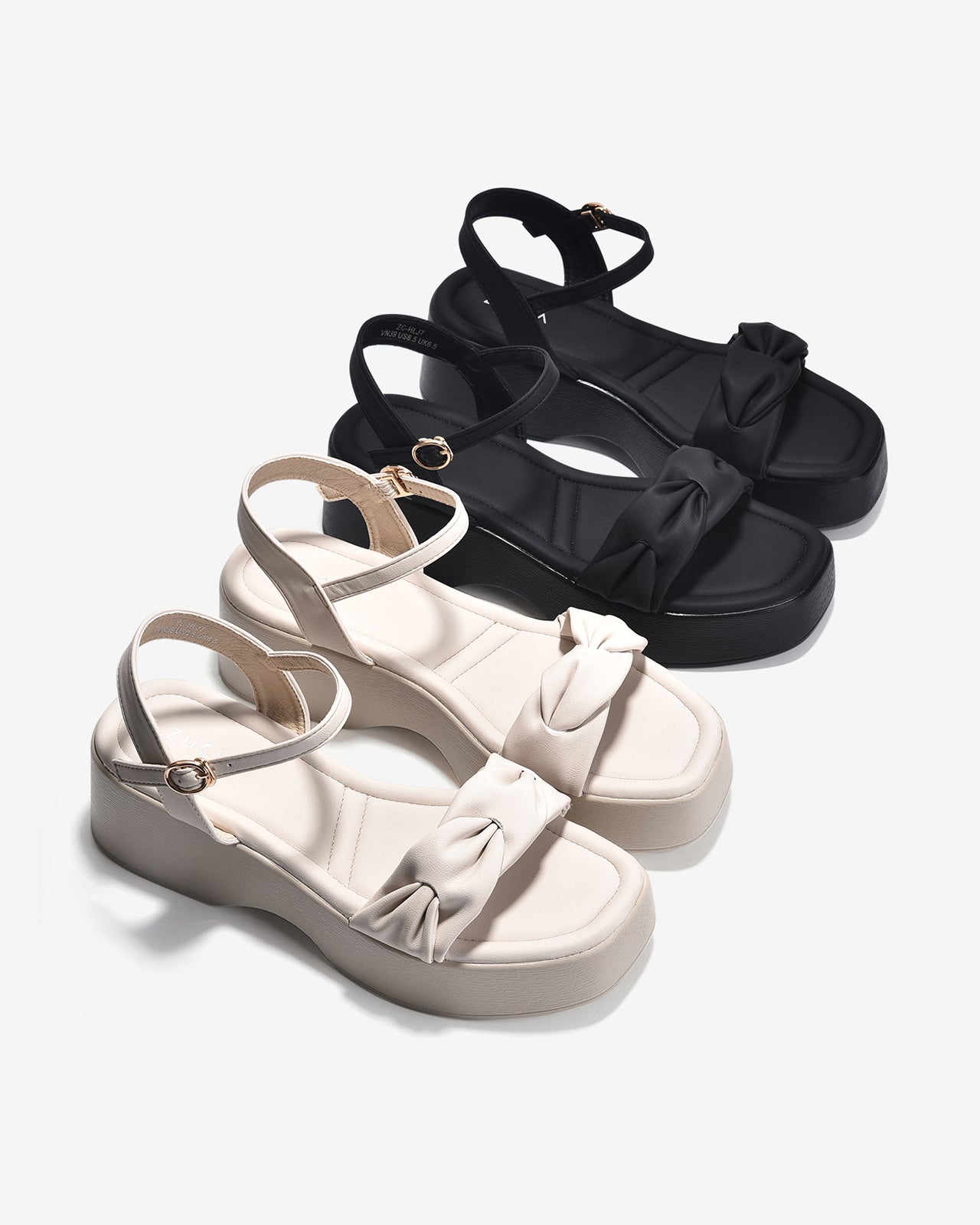 Giày Sandal Xuồng Zucia Quai Ngang Đan Xoắn-SHLJ7Đen Color1