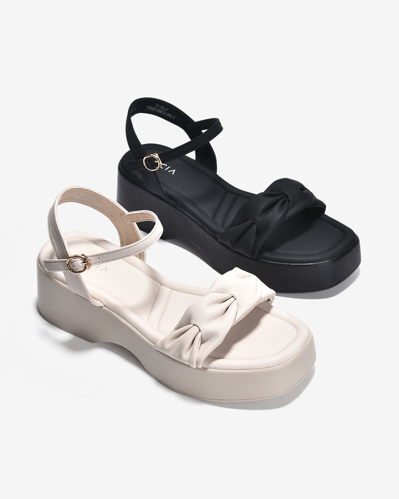 Giày Sandal Xuồng Zucia Quai Ngang Đan Xoắn-SHLJ7Kem Color1