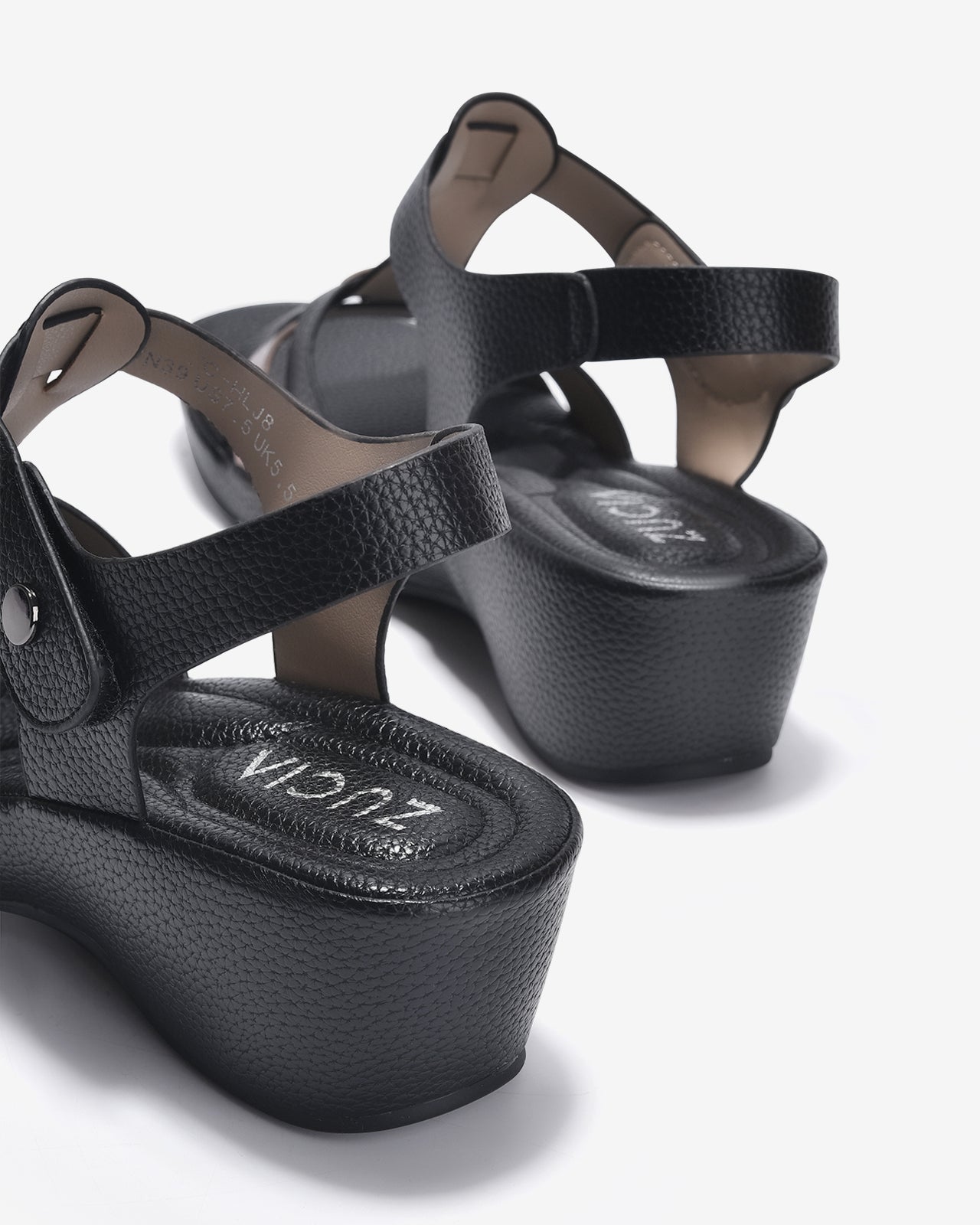 Giày Sandal Xuồng Zucia Quai T-Strap Ánh Kim-SHLJ8Đen Color1