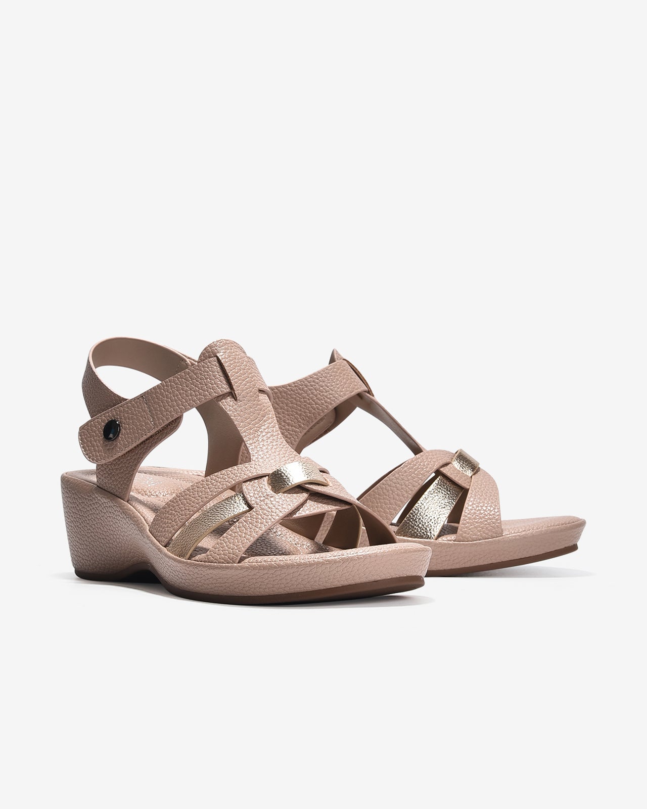 Giày Sandal Xuồng Zucia Quai T-Strap Ánh Kim-SHLJ8Hồng Color1