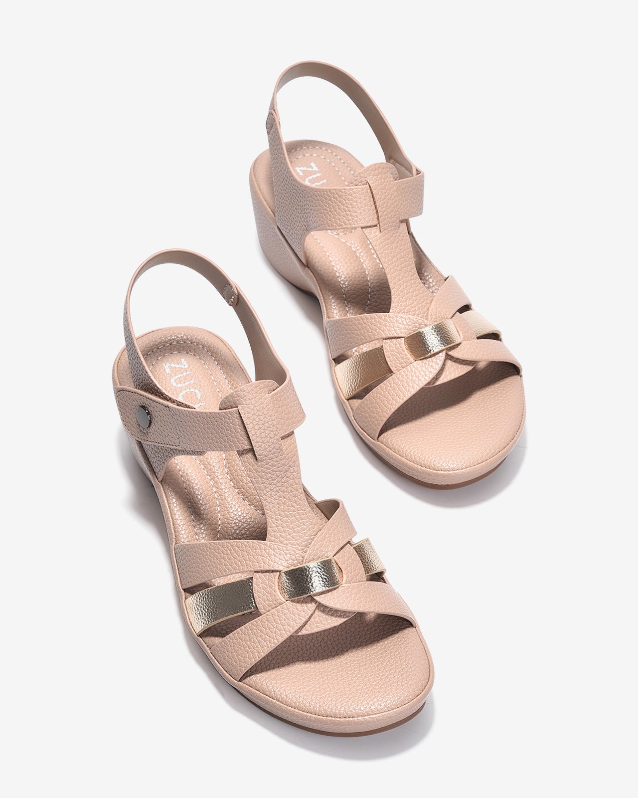 Giày Sandal Xuồng Zucia Quai T-Strap Ánh Kim-SHLJ8Hồng Color1