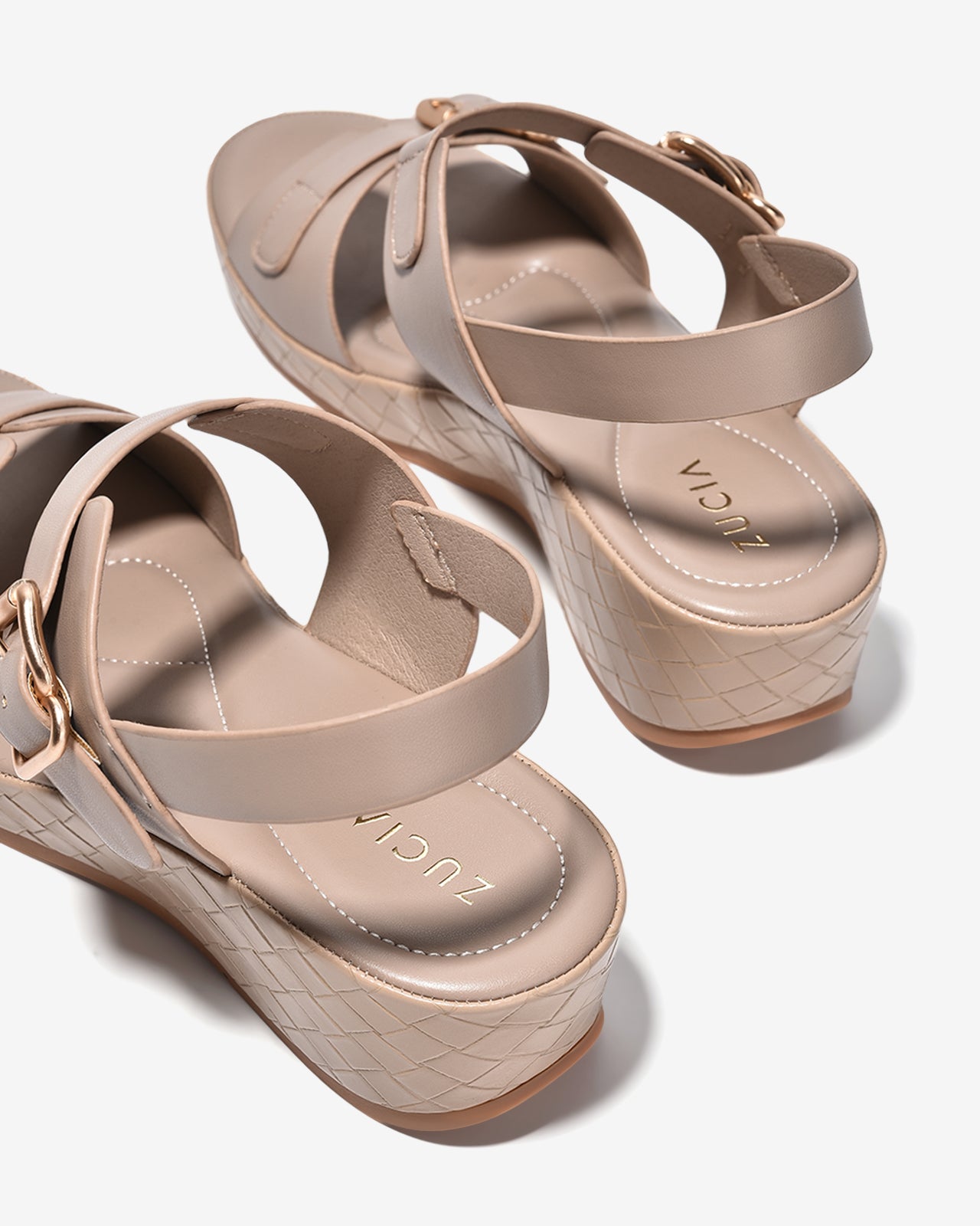 Sandal Xuồng Zucia Quai Khoá Đôi Viền Đế Đan-SHLL6-Cafe Color1