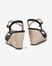 Sandal Xuồng Nữ Zucia Đế Cói Quai Chéo Dập Vân-SHLL7-Đen Color1