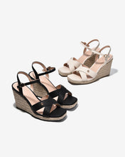 Sandal Xuồng Nữ Zucia Đế Cói Quai Chéo Dập Vân-SHLL7-Đen Color1