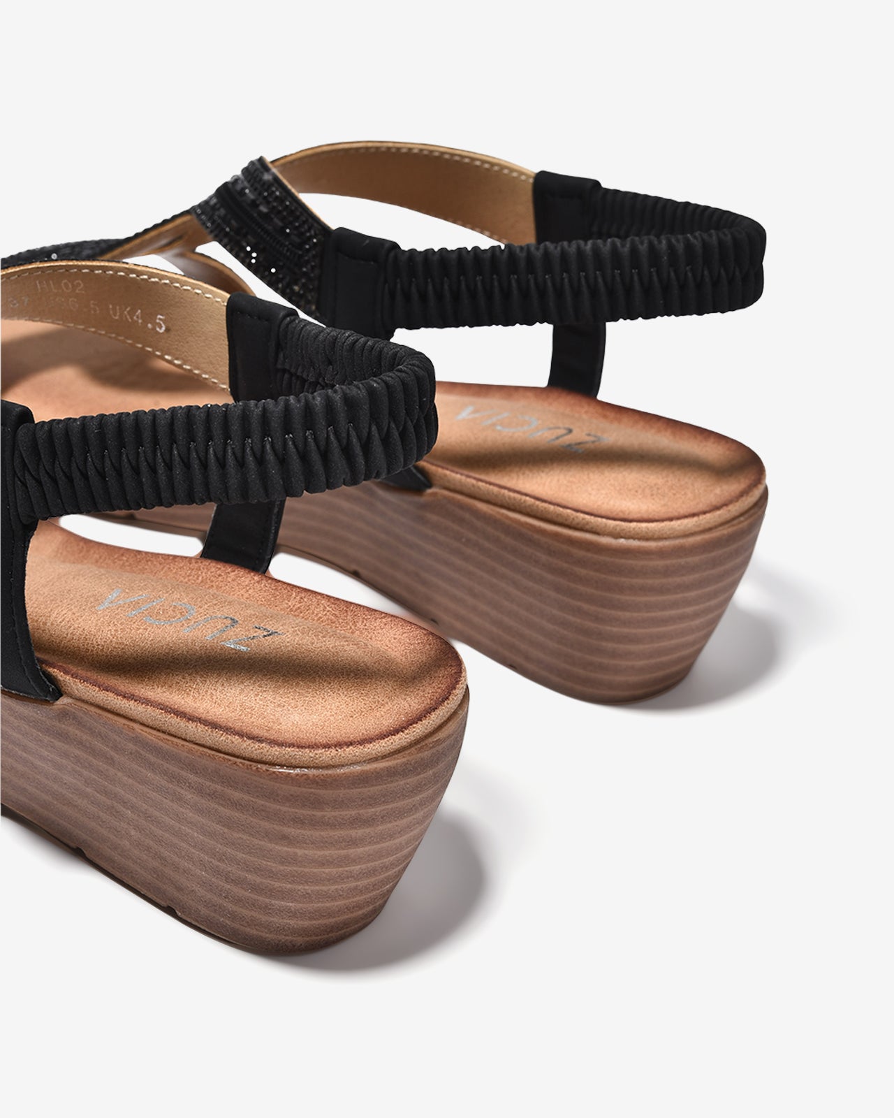 Sandal Xuồng Zucia 5cm Đính Ánh Kim-SHLO2Đen Color1