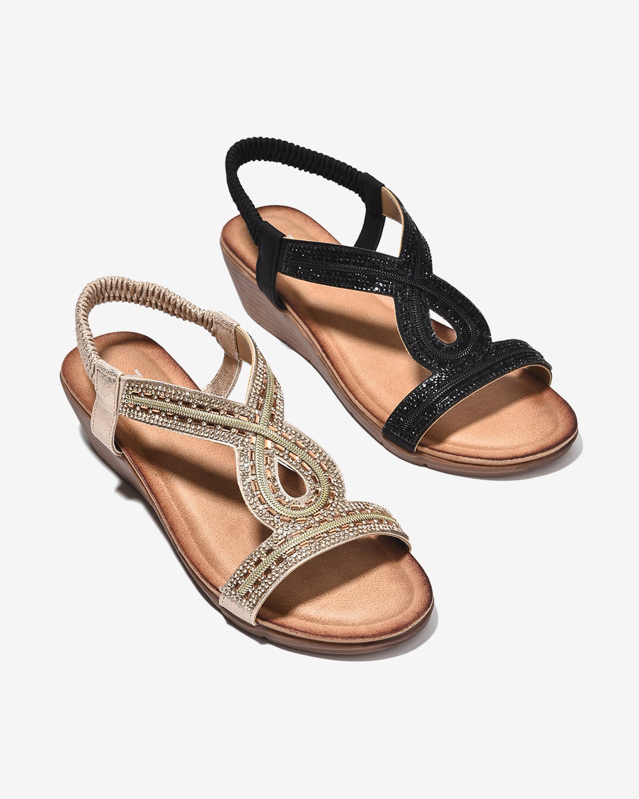Sandal Xuồng Zucia 5cm Đính Ánh Kim-SHLO2Đen Color1
