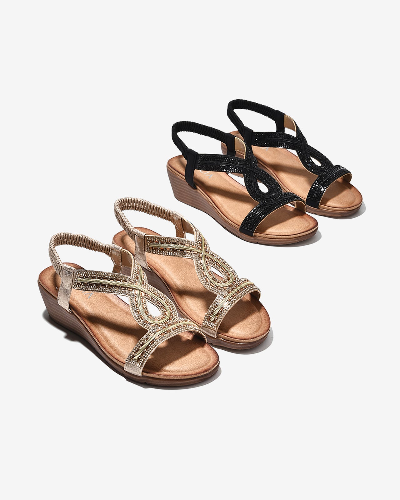 Sandal Xuồng Zucia 5cm Đính Đá Ánh Kim-SHLO2Vàng Color1
