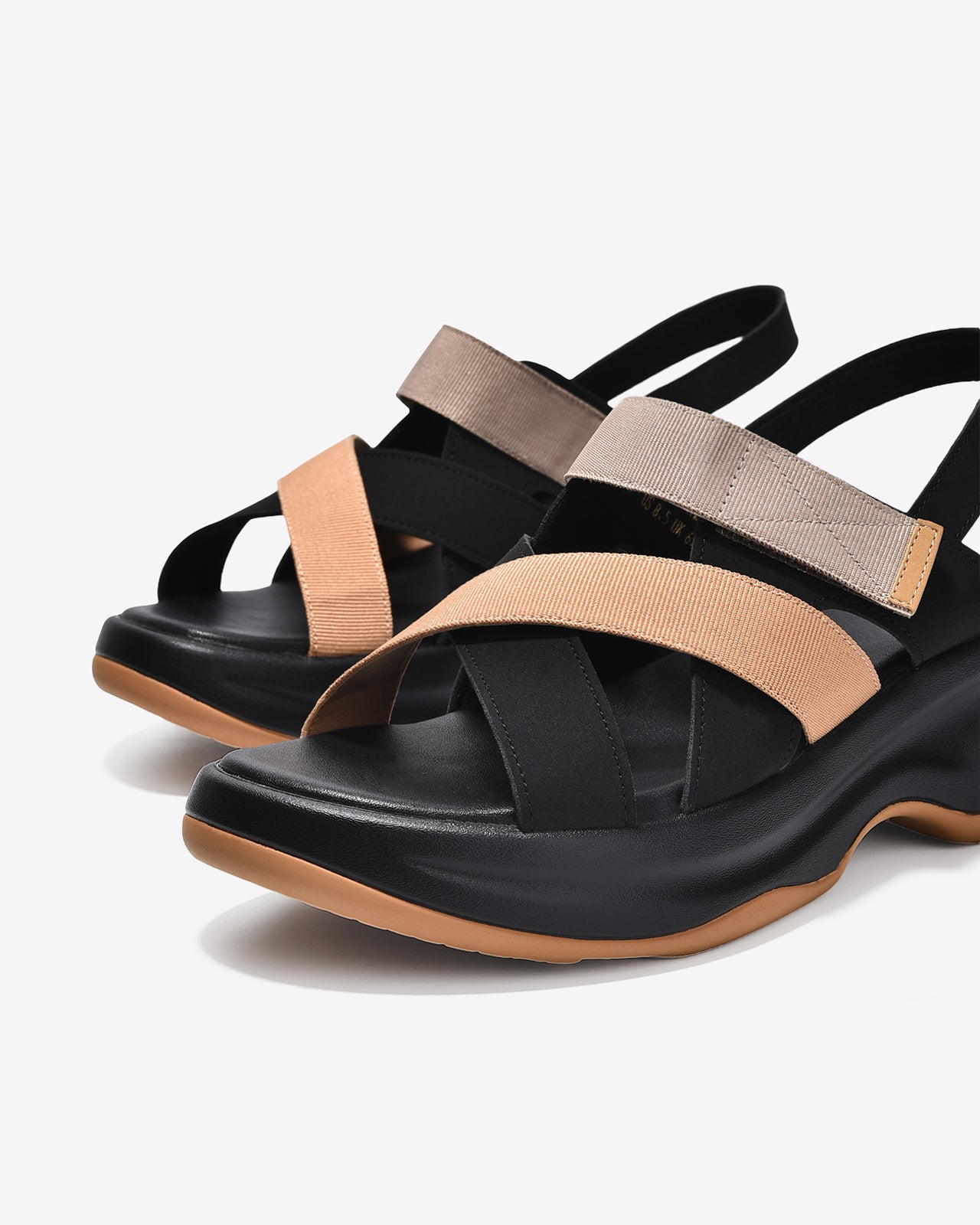 Sandal Xuồng Nữ Zucia Quai Dán Phối Đan Chéo-SRXB5-Đen Color1