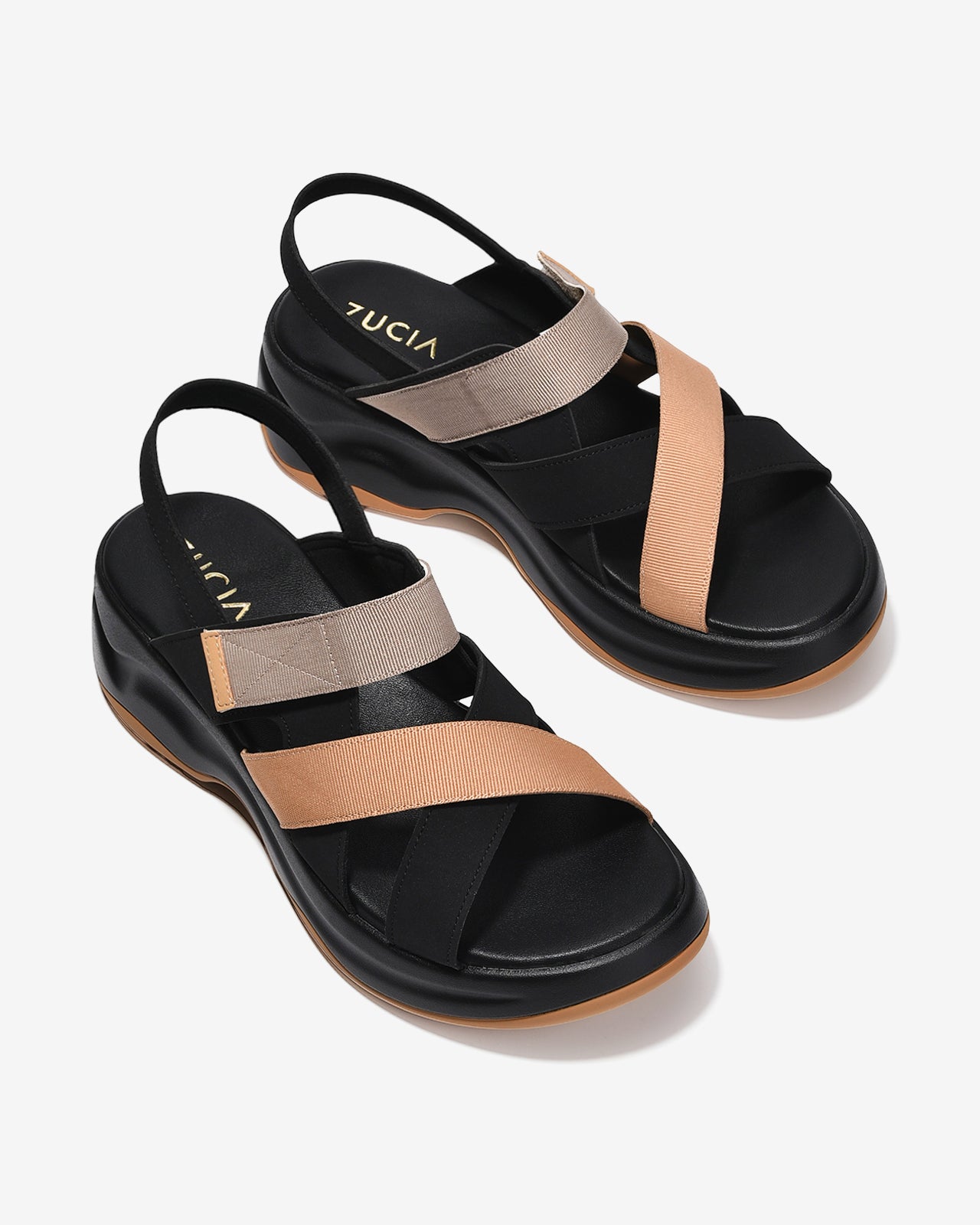 Sandal Xuồng Nữ Zucia Quai Dán Phối Đan Chéo-SRXB5-Đen Color1