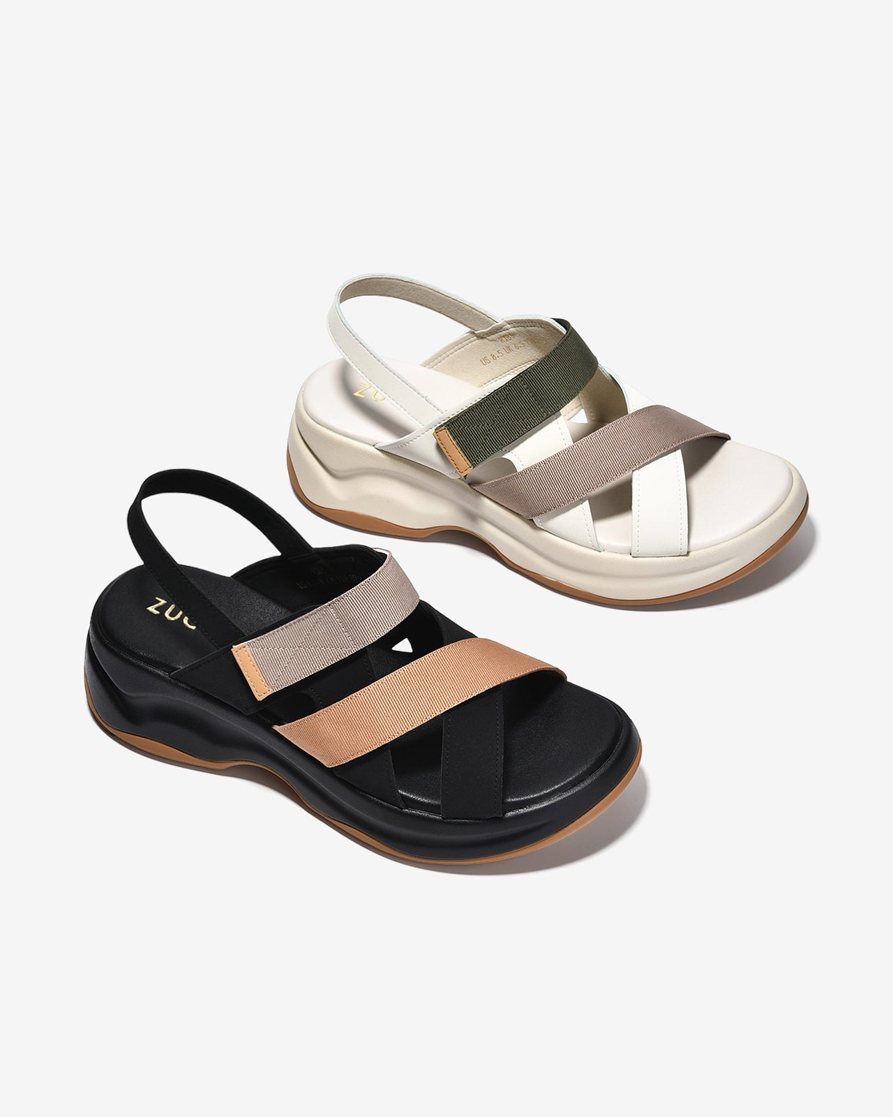 Sandal Xuồng Nữ Zucia Quai Dán Phối Đan Chéo-SRXB5-Đen Color1