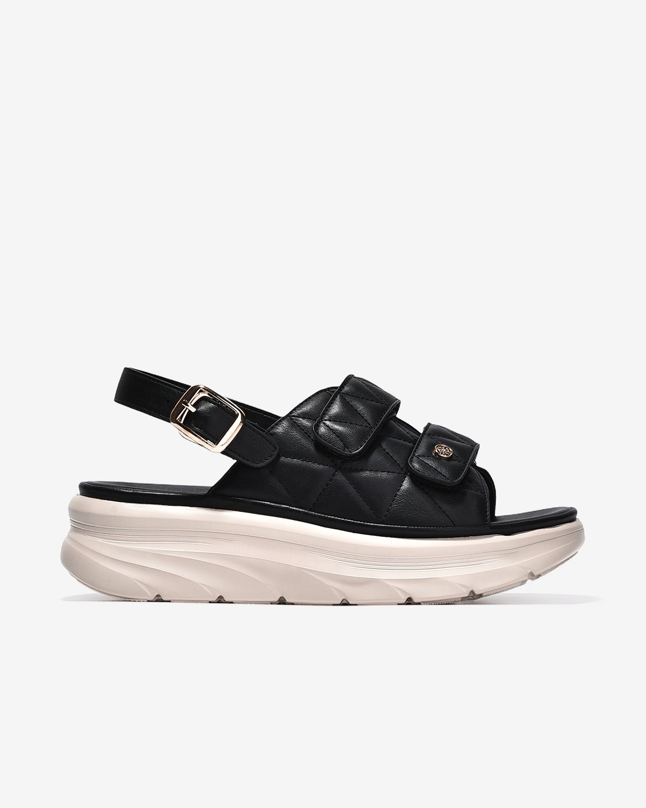 Giày Sandal Xuồng Nữ Zucia Quai Đôi Chần Bông Hoạ Tiết Caro-SRXC3-Đen Color1First