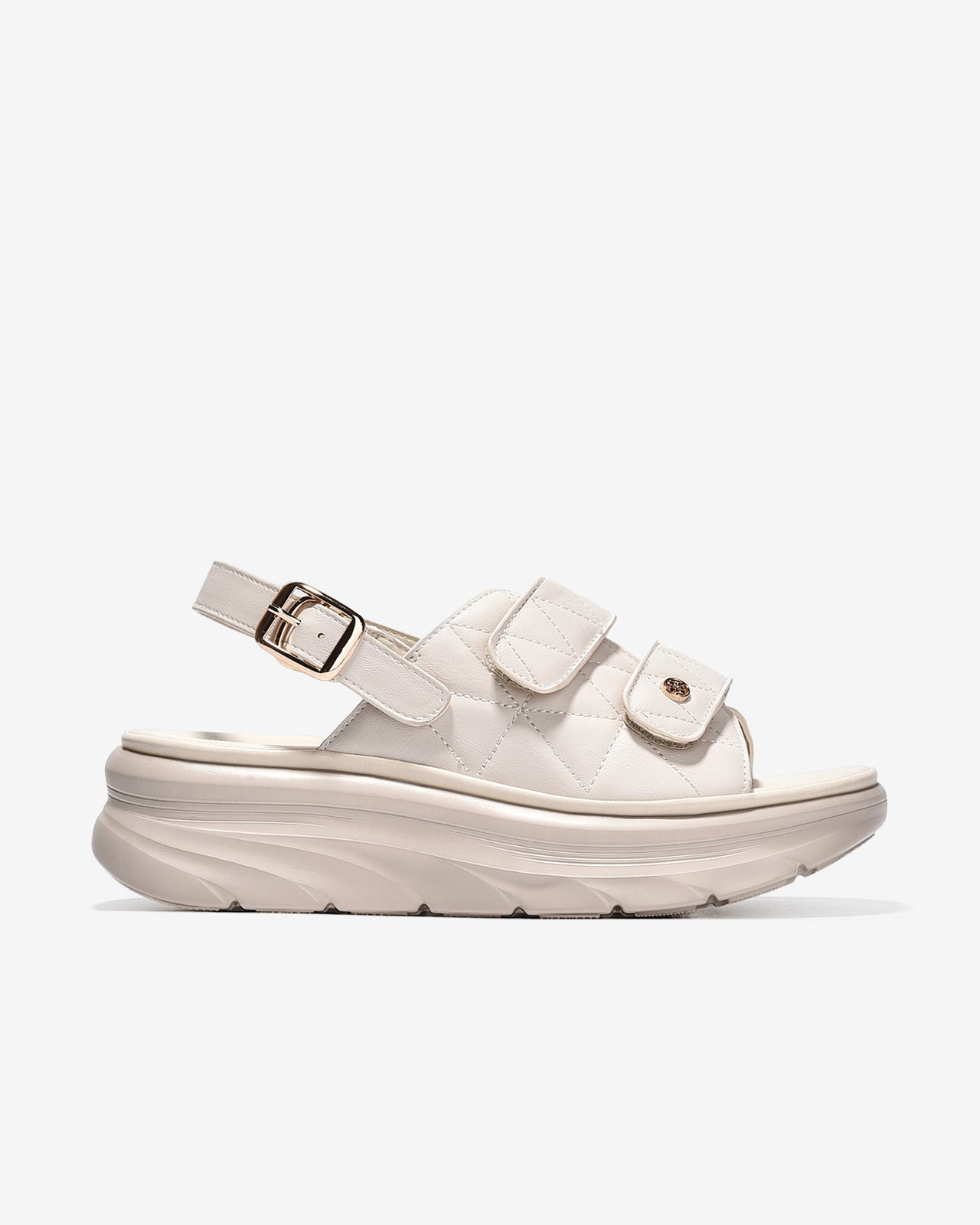 Giày Sandal Xuồng Nữ Zucia Quai Đôi Hoạ Tiết Caro-SRXC3-Kem Color1First