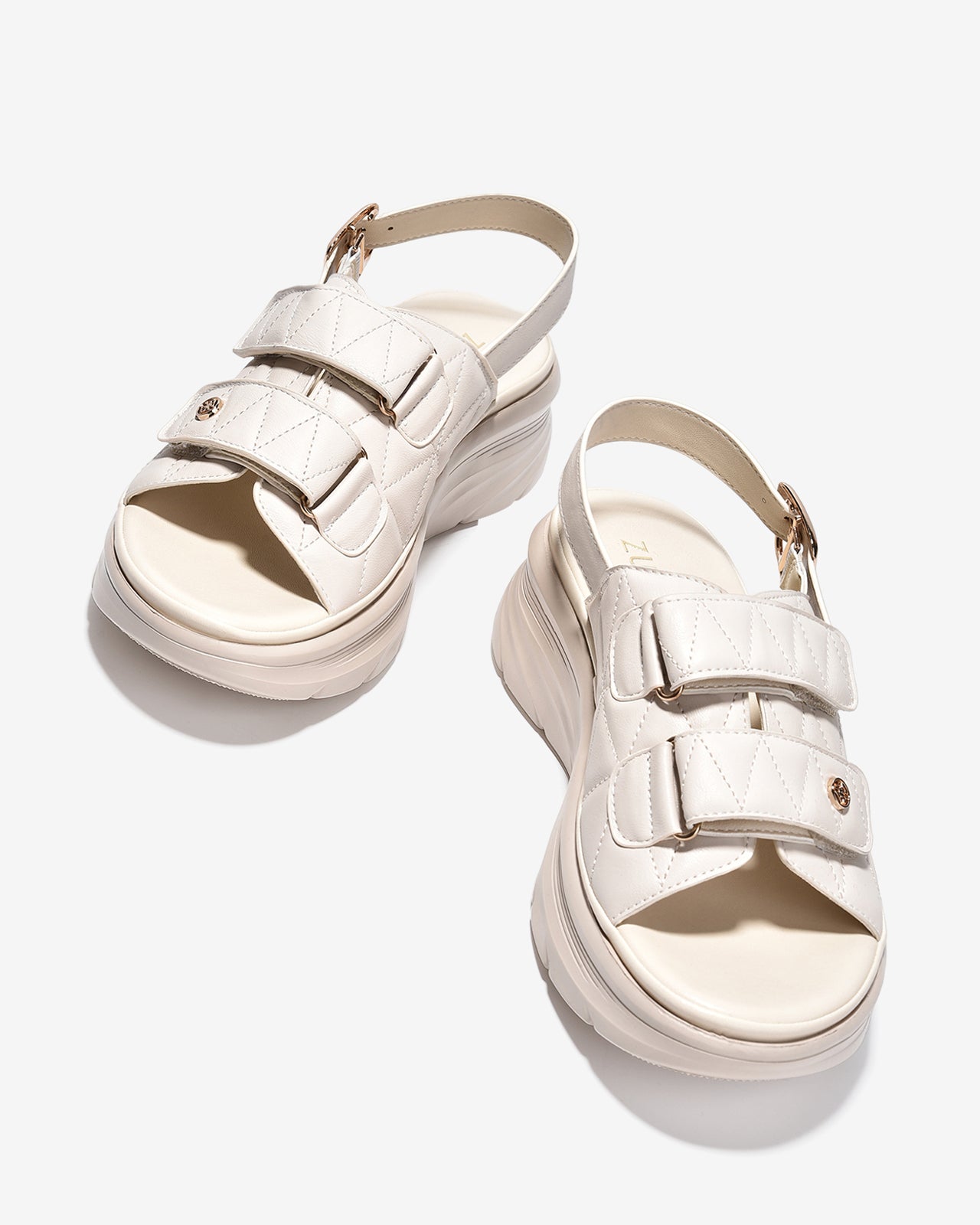 Giày Sandal Xuồng Nữ Zucia Quai Đôi Hoạ Tiết Caro-SRXC3-Kem Color1