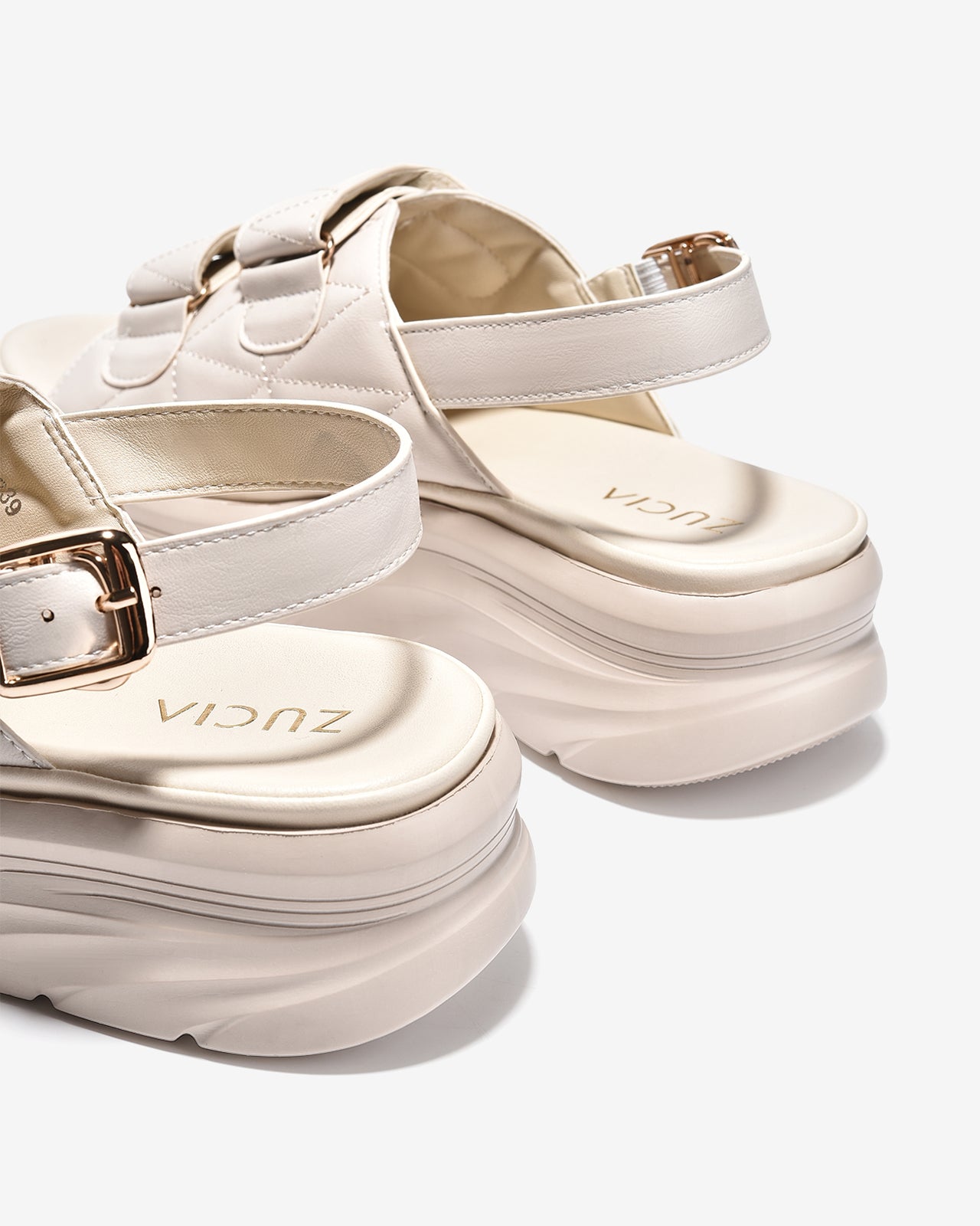 Giày Sandal Xuồng Nữ Zucia Quai Đôi Hoạ Tiết Caro-SRXC3-Kem Color1