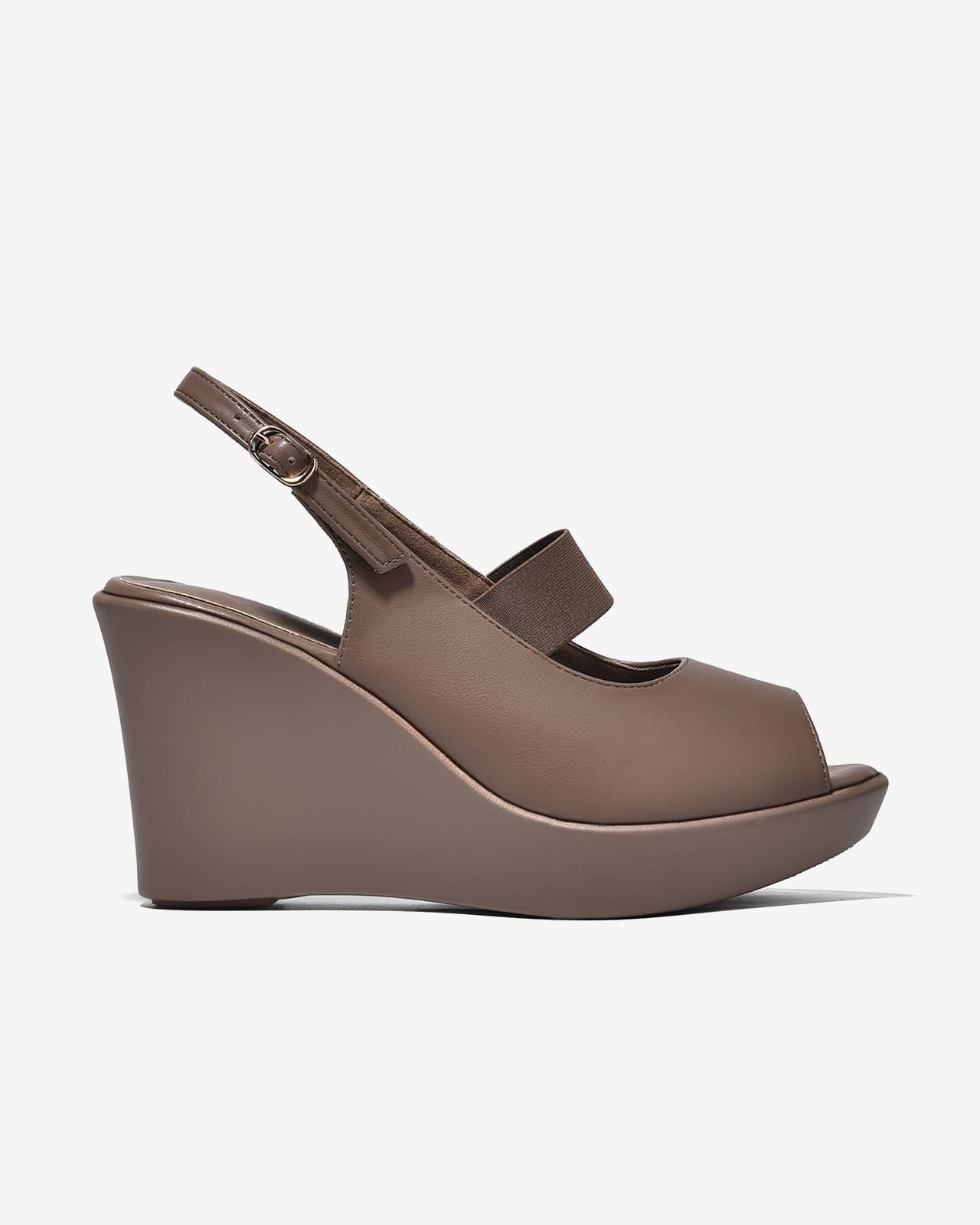 Sandal Xuồng Zuciani 7cm Hở Mũi Phối Quai Thun-SRXF4Nâu Color1First