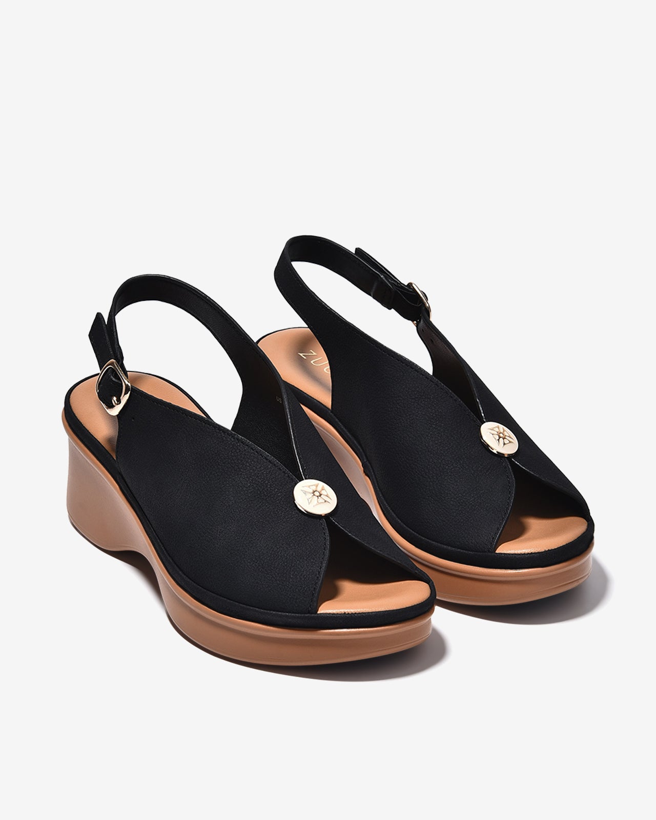 Sandal Xuồng Zucia 6cm Êm Chân Quai Cách Điệu-SRXF5Đen Color1