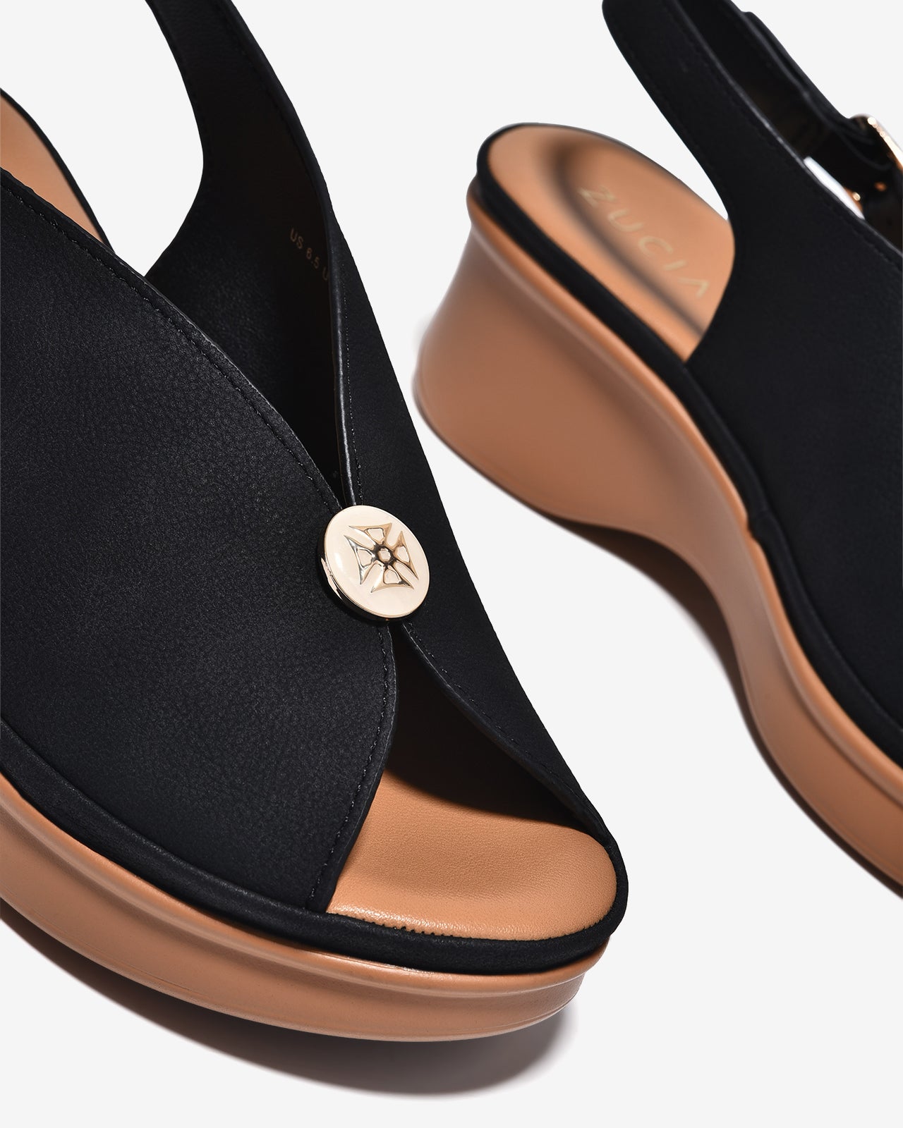 Sandal Xuồng Zucia 6cm Êm Chân Quai Cách Điệu-SRXF5Đen Color1
