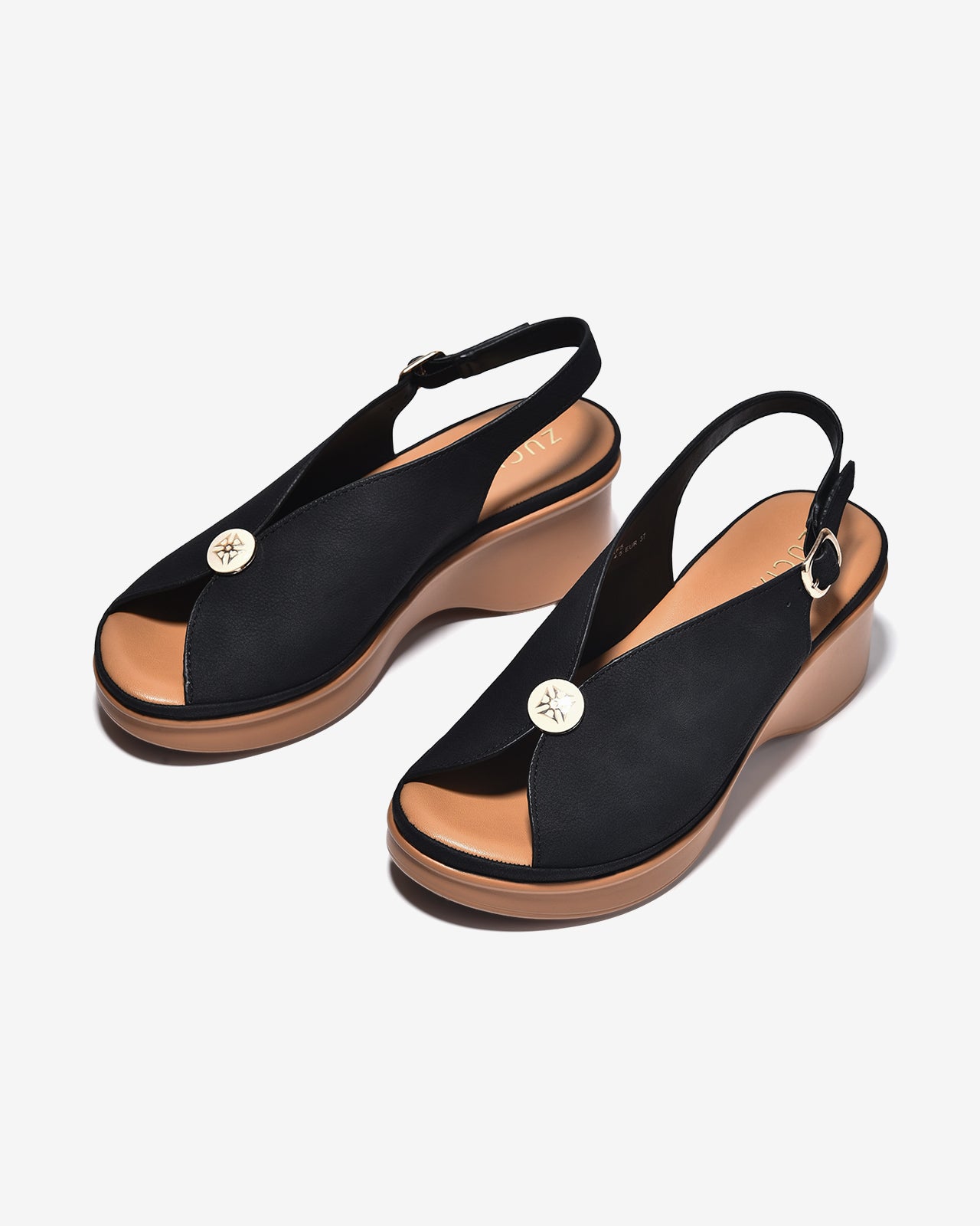 Sandal Xuồng Zucia 6cm Êm Chân Quai Cách Điệu-SRXF5Đen Color1