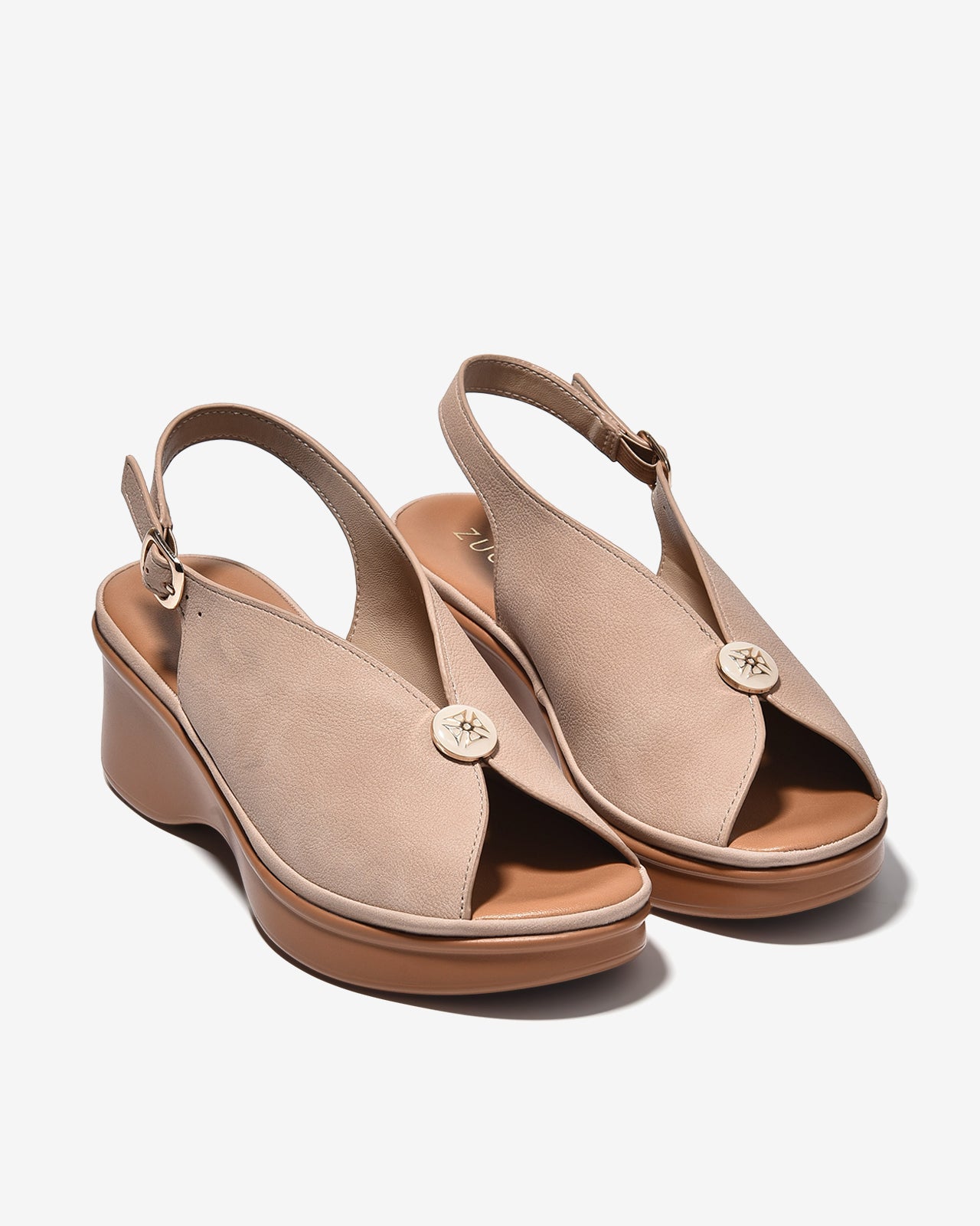 Sandal Xuồng Zucia 6cm Êm Chân Quai Cách Điệu-SRXF5Kem Color1