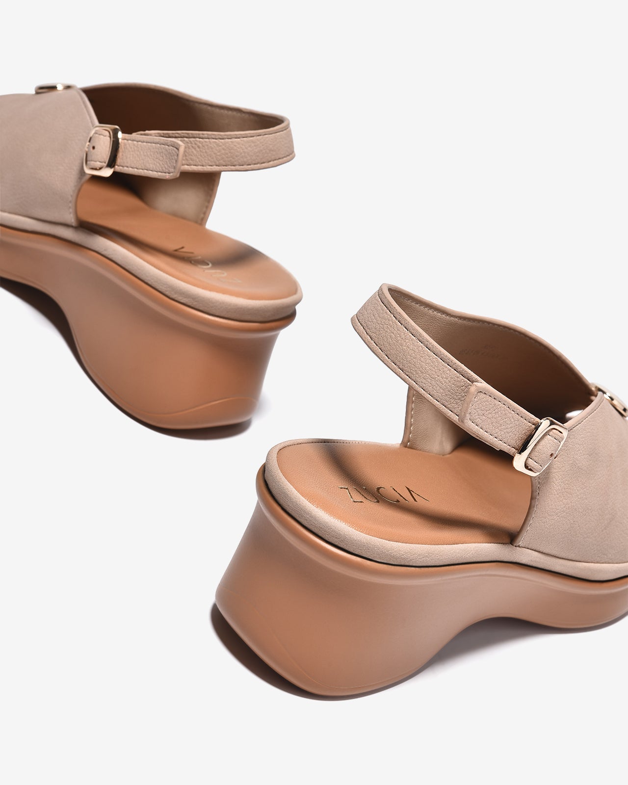 Sandal Xuồng Zucia 6cm Êm Chân Quai Cách Điệu-SRXF5Kem Color1