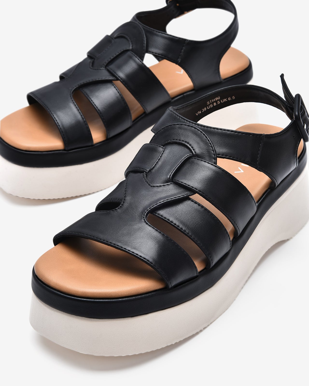 Giày Sandal Xuồng Zucia Đế Platform Sole Tôn Dáng-STH90Đen Color1