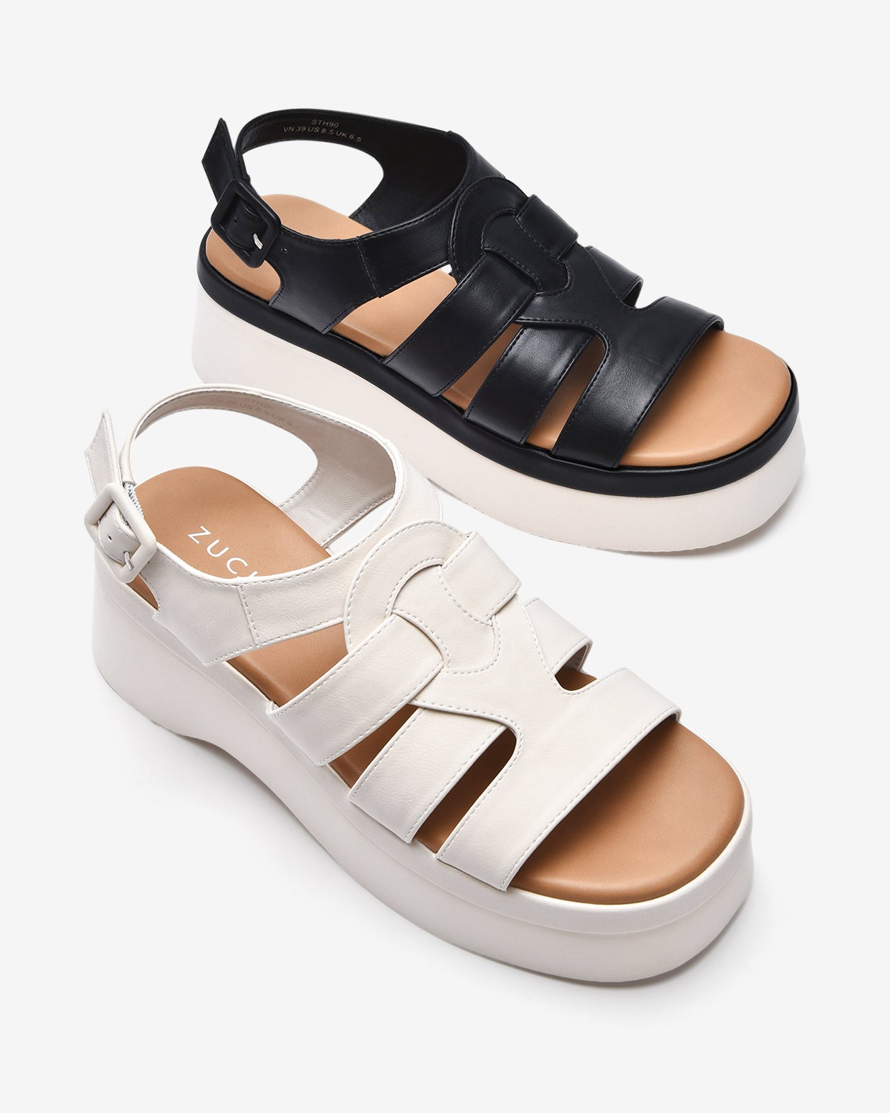 Giày Sandal Xuồng Zucia Đế Platform Sole Tôn Dáng-STH90Đen Color1
