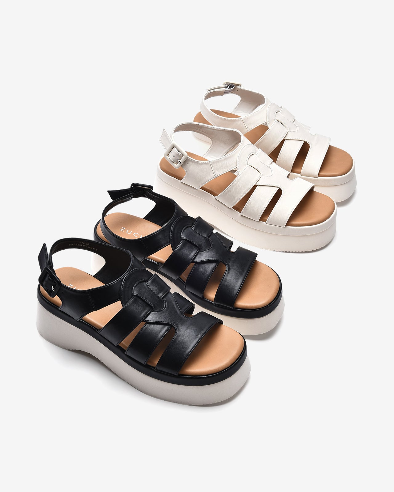 Giày Sandal Xuồng Zucia Đế Platform Sole Tôn Dáng-STH90Trắng Color1