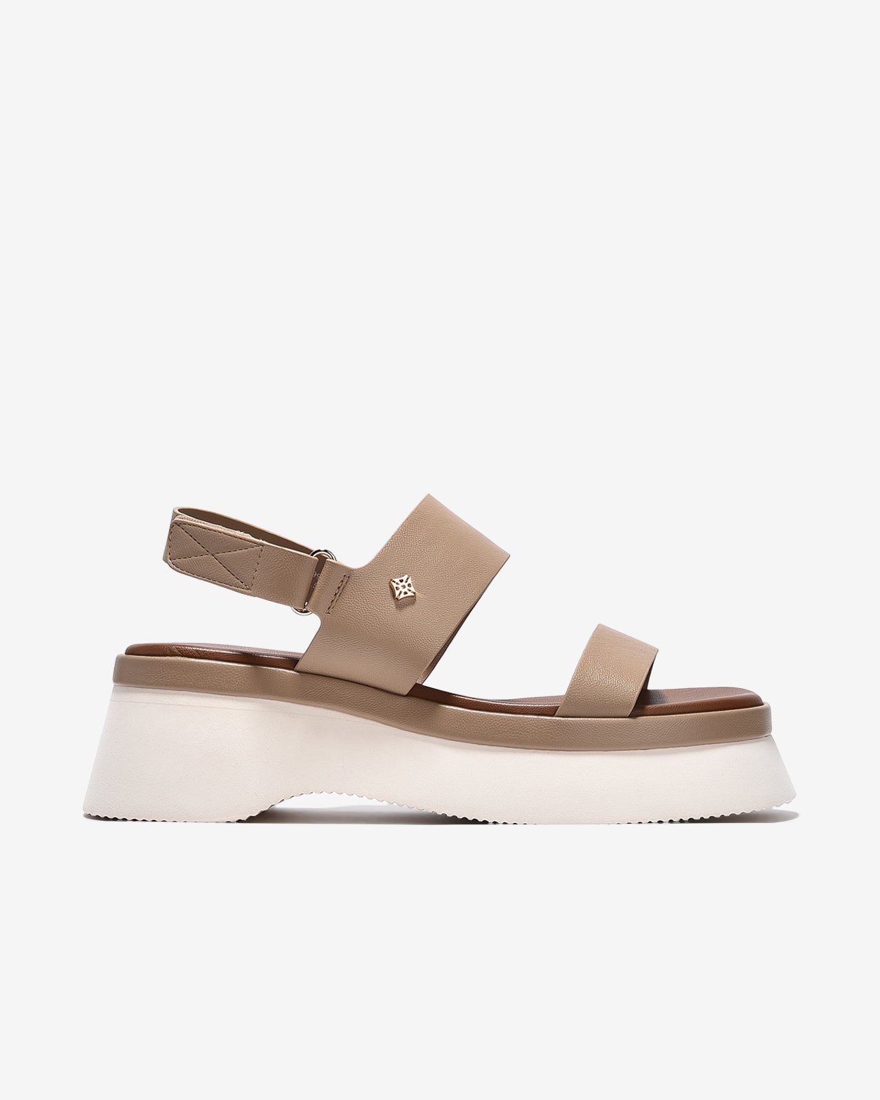 Sandal Xuồng Zucia Hai Quai Ngang Đính Logo-STH99-Cafe Color1First