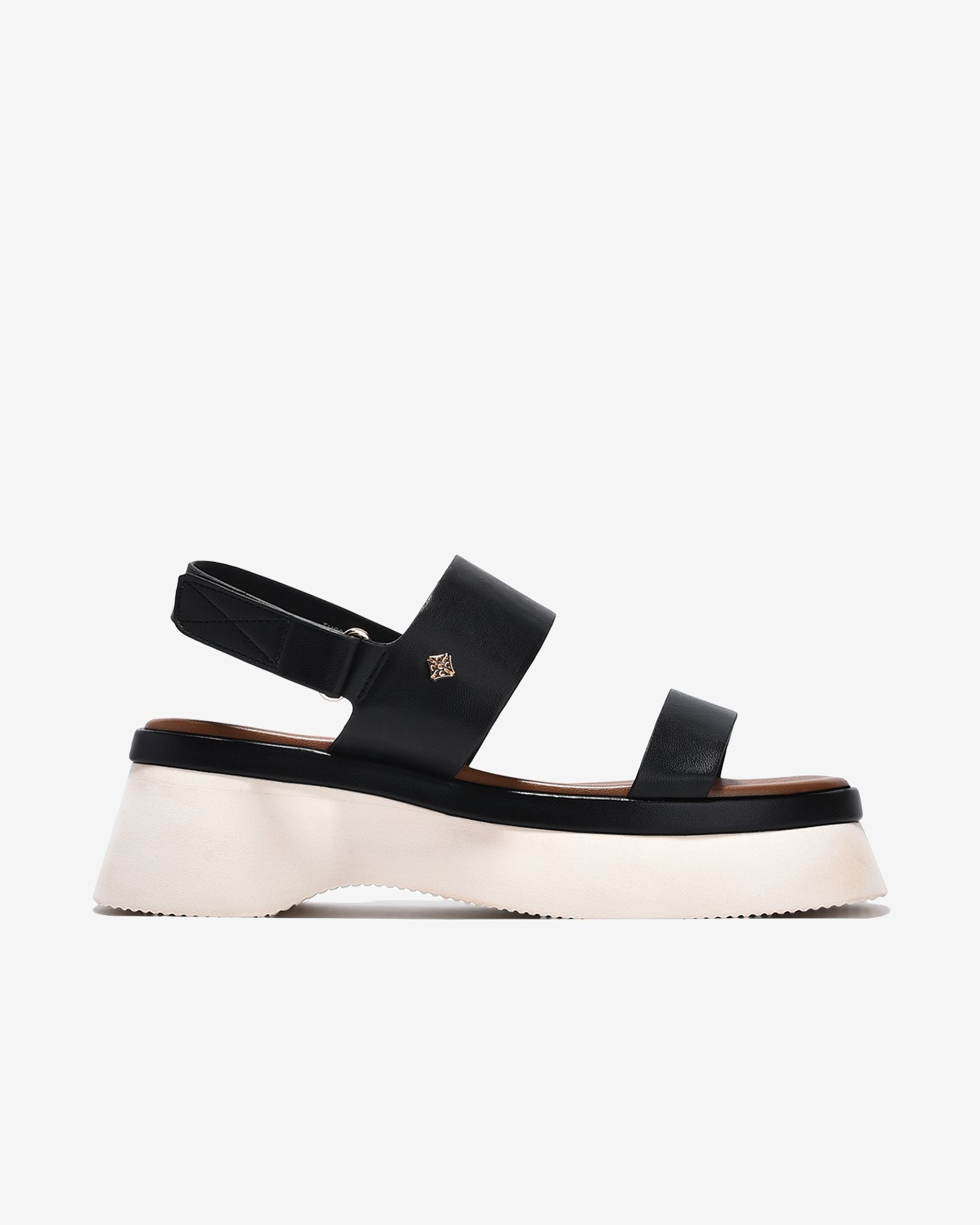 Sandal Xuồng Zucia Hai Quai Ngang Đính Logo-STH99-Đen Color1First