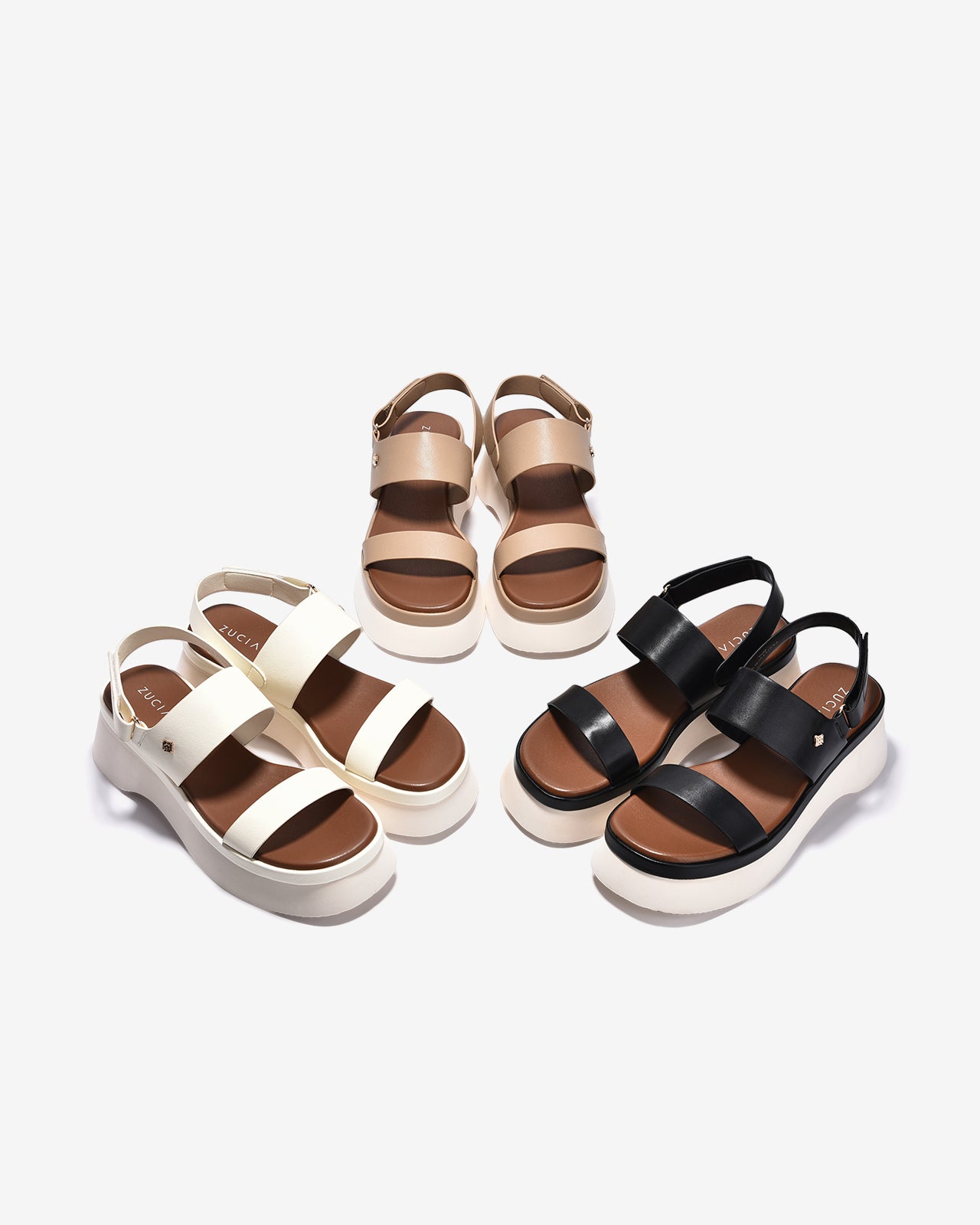 Sandal Xuồng Zucia Hai Quai Ngang Đính Logo-STH99-Đen Color1