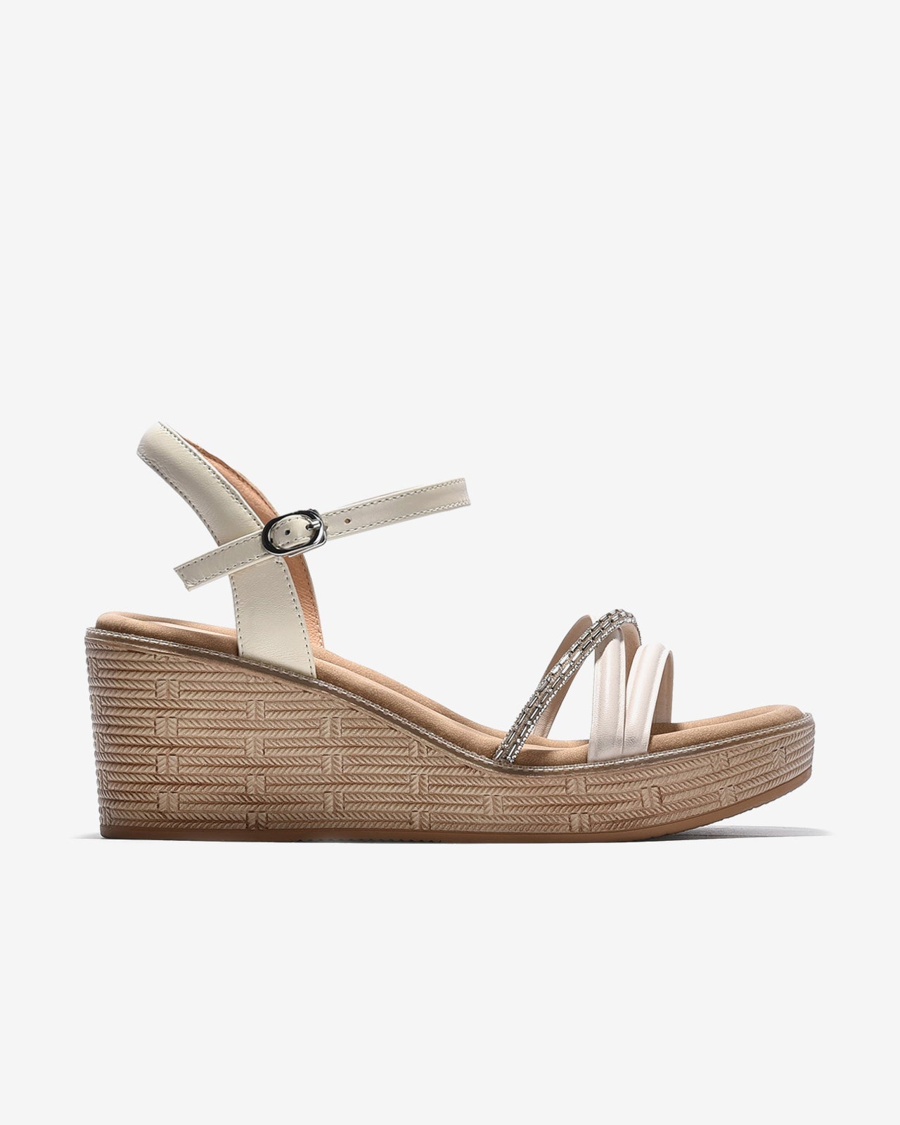 Giày Sandal Xuồng Zuciani Quai Đá Lấp Lánh-SCM15-Trắng Color1First