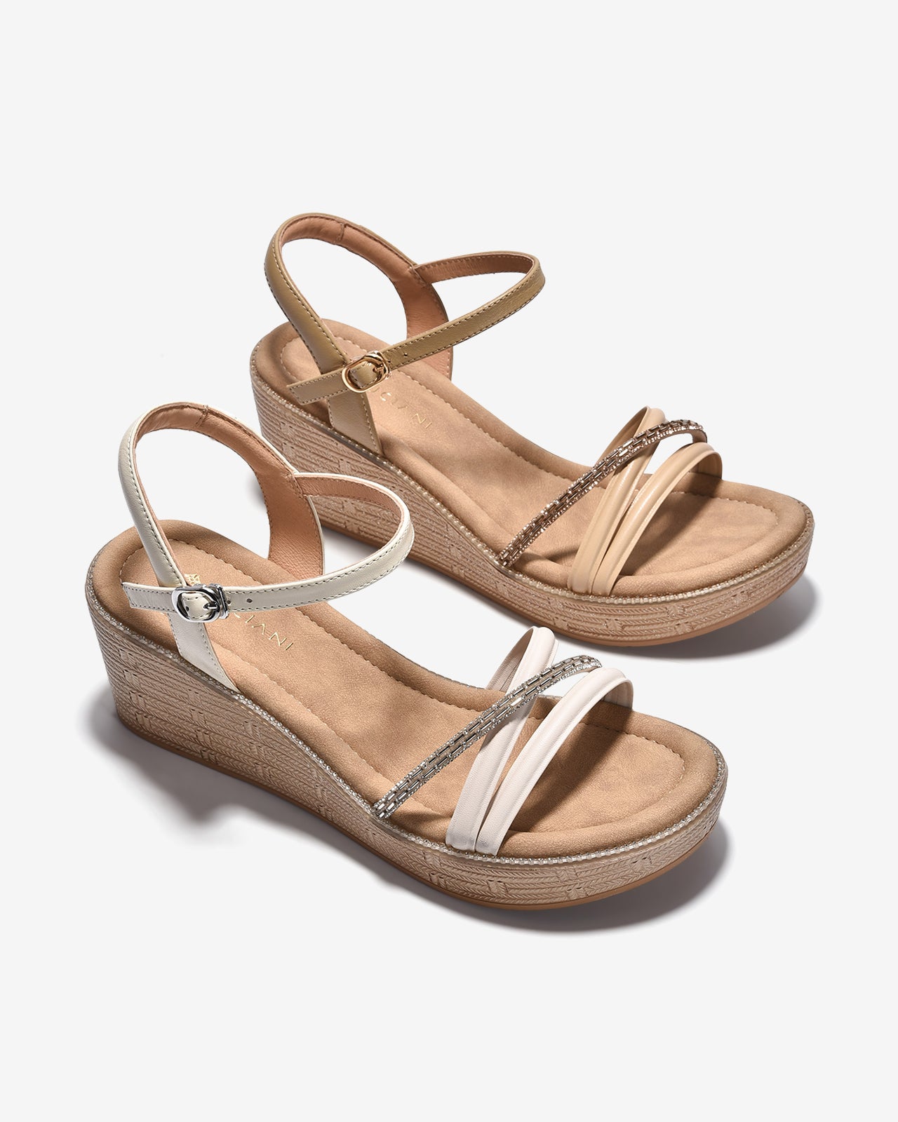 Giày Sandal Xuồng Zuciani Quai Đá Lấp Lánh-SCM15-Trắng Color1