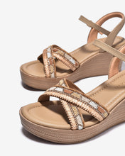 Sandal Xuồng Zuciani 7cm Quai Chéo Đính Hạt-SCM49Cafe Color1