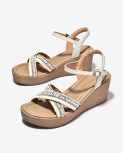 Sandal Xuồng Zuciani 7cm Quai Chéo Đính Hạt-SCM49Kem Color1