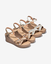 Sandal Xuồng Zuciani 7cm Quai Chéo Đính Hạt-SCM49Kem Color1