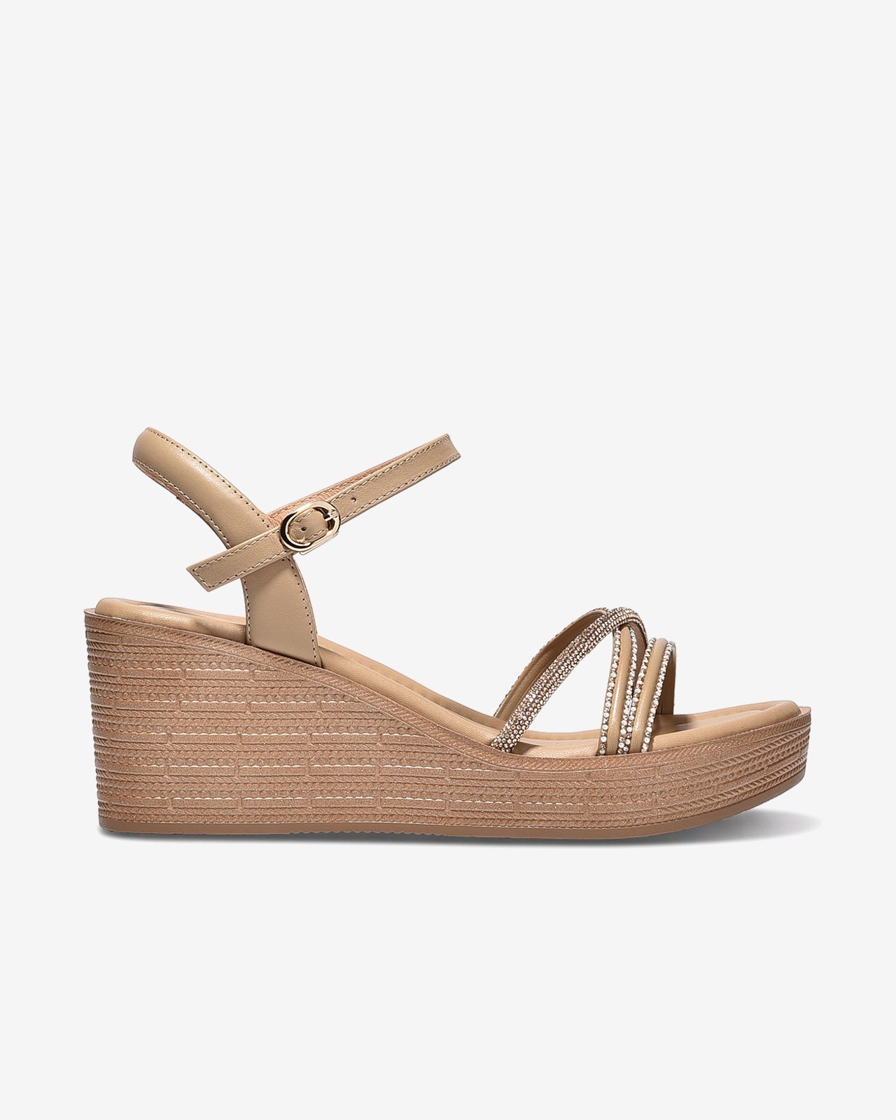 Sandal Xuồng Zuciani 7cm Quai Mảnh Đính Đá-SCM50Cafe Color1First