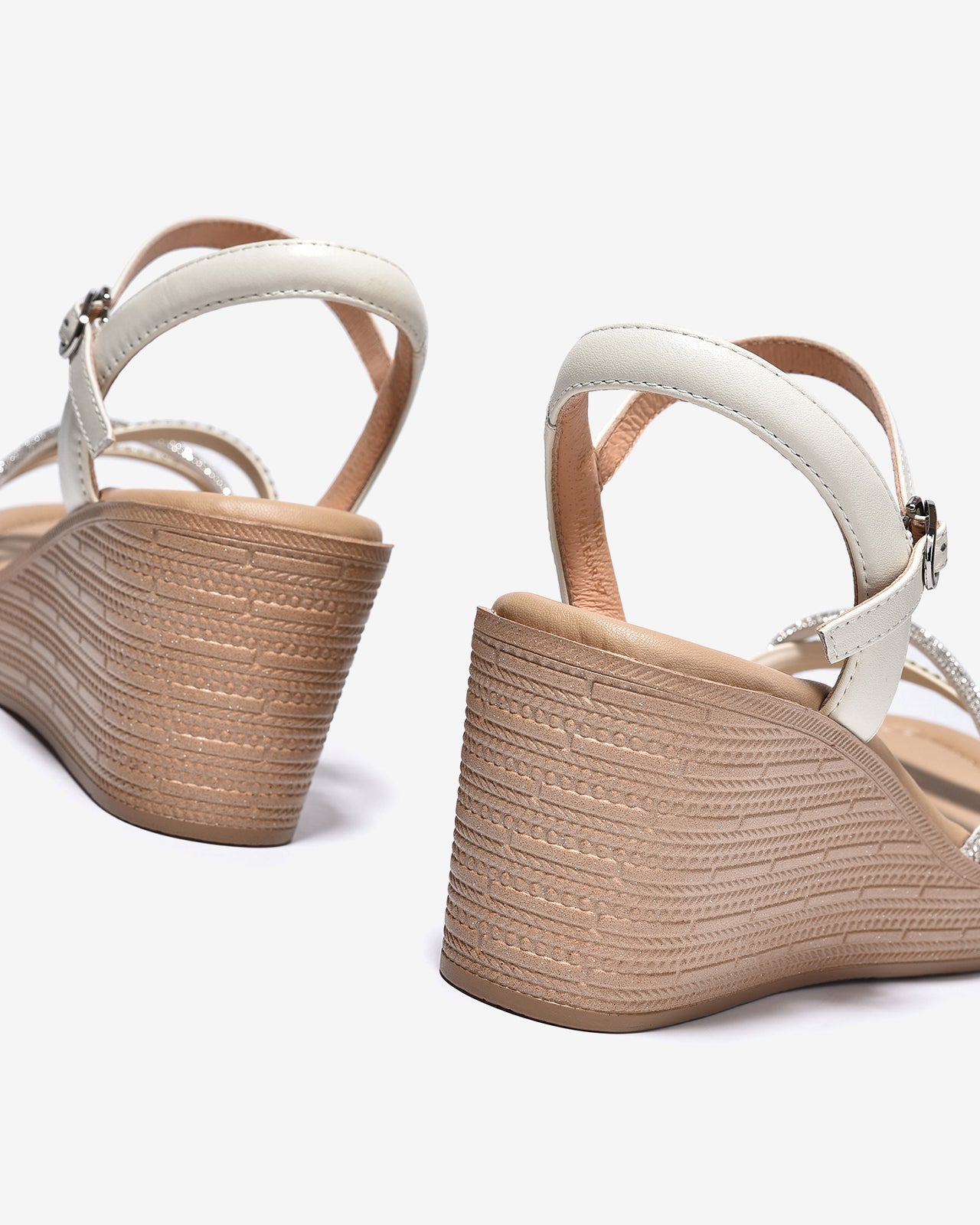 Sandal Xuồng Zuciani 7cm Quai Mảnh Đính Đá-SCM50Kem Color1