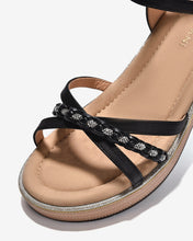 Giày Sandal Xuồng Zuciani Phối Kim Sa-SMD02Đen Color1